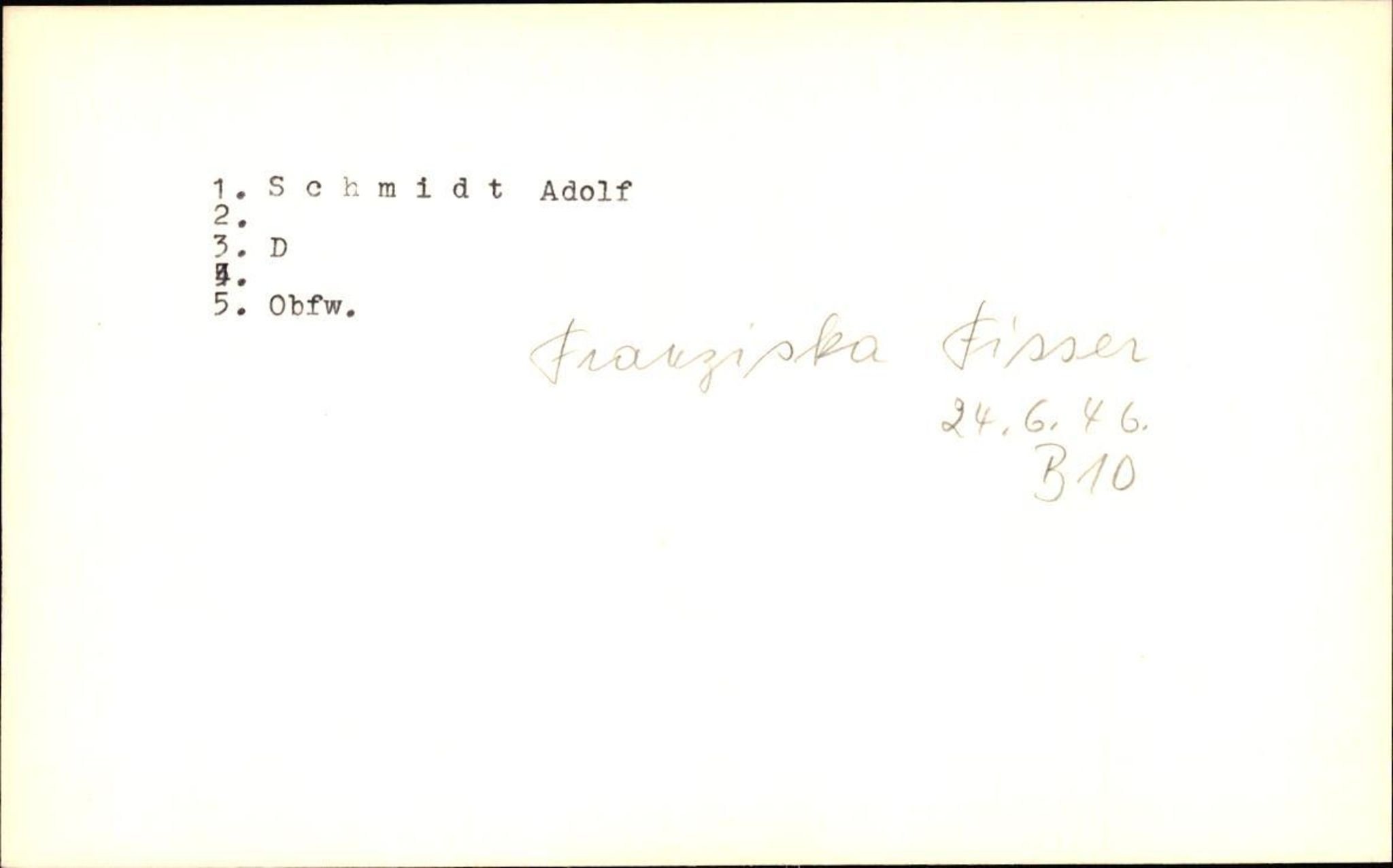 Hjemsendte tyskere , RA/RAFA-6487/D/Db/L0024: Schmidt-Schulz, 1945-1947, s. 20