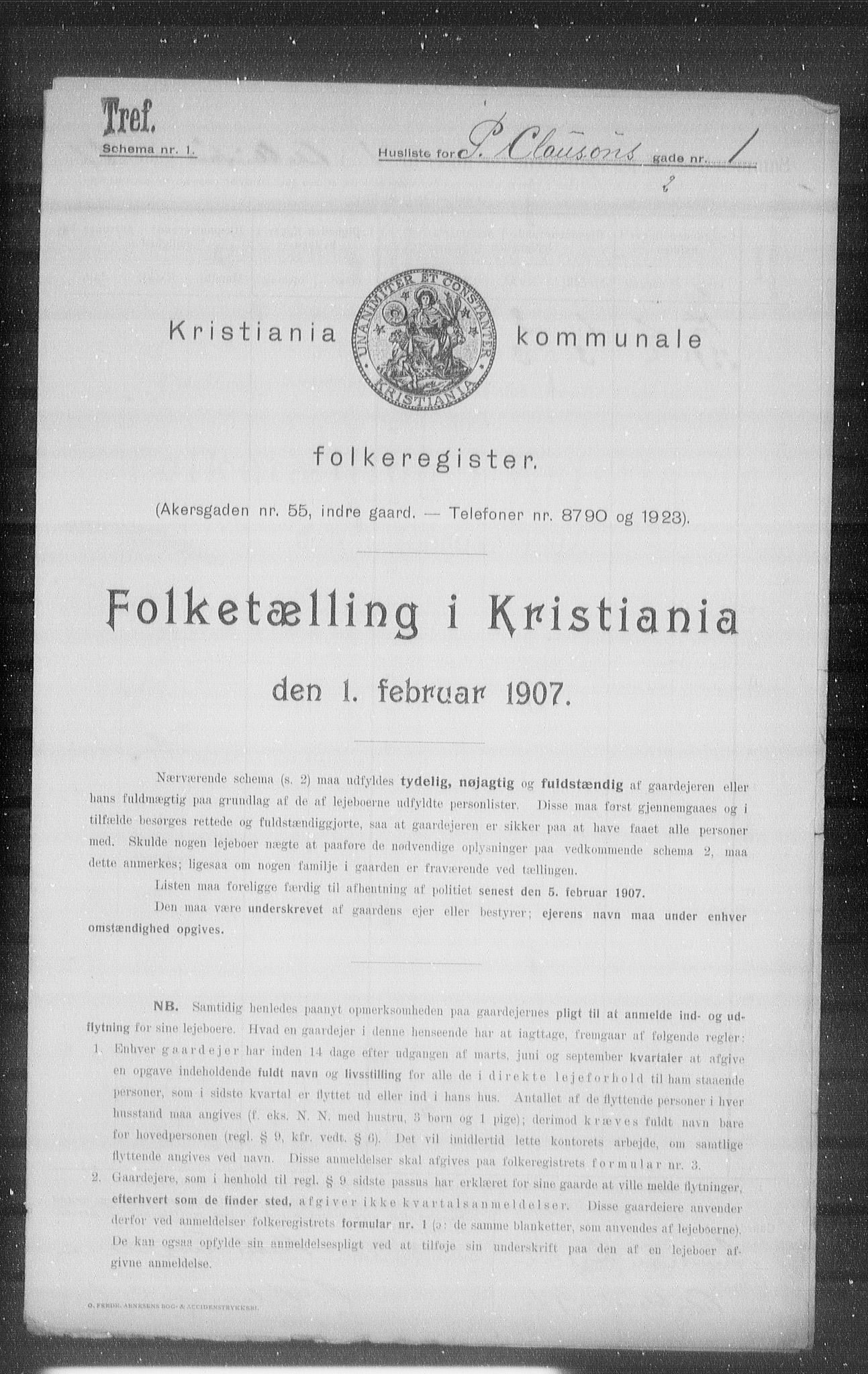OBA, Kommunal folketelling 1.2.1907 for Kristiania kjøpstad, 1907, s. 40309