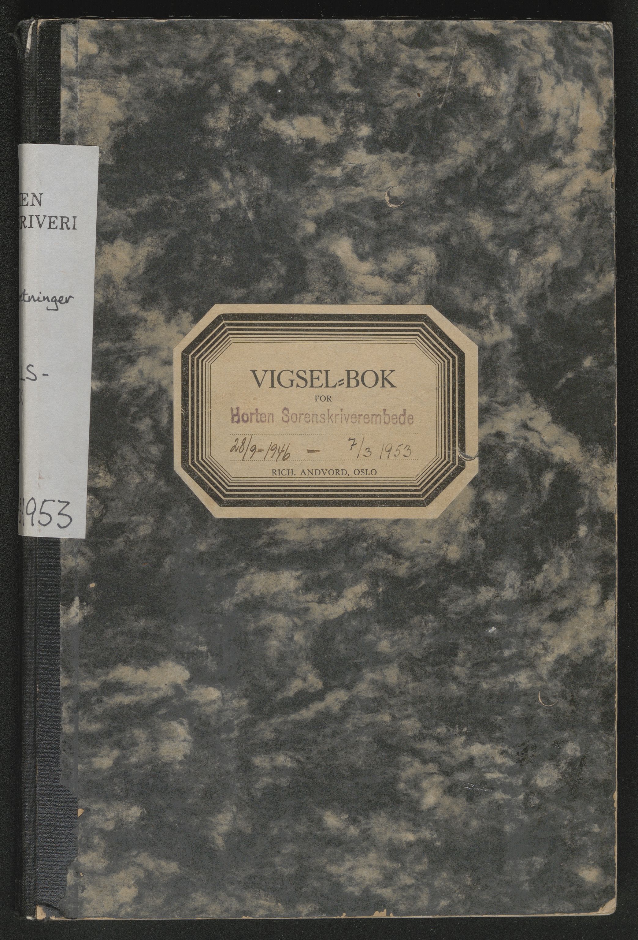 Horten sorenskriveri, AV/SAKO-A-133/L/Lc/L0004: Vigselsbok, 1946-1953