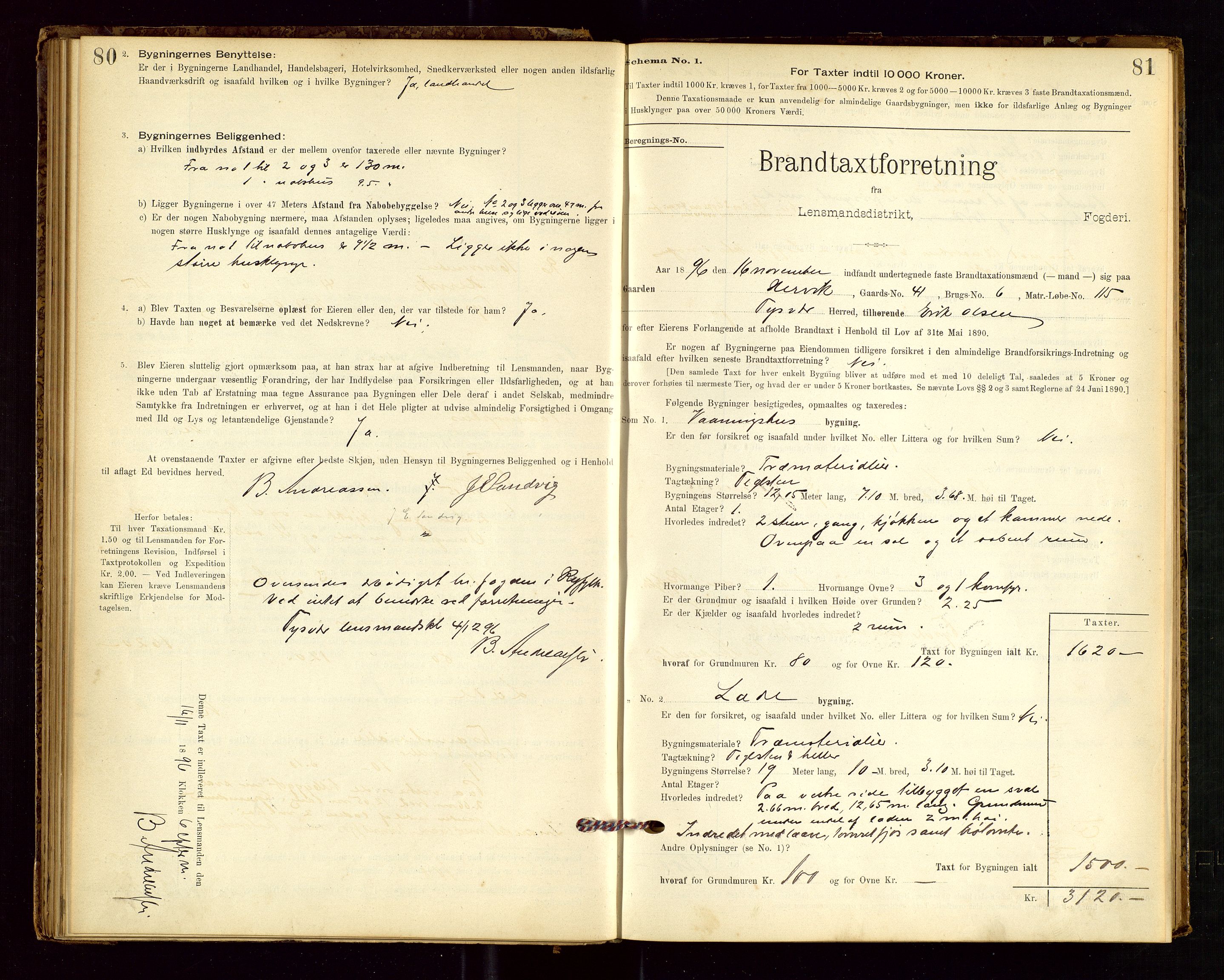 Tysvær lensmannskontor, AV/SAST-A-100192/Gob/L0001: "Brandtaxationsprotokol for Tysvær Lensmandsdistrikt Ryfylke Fogderi", 1894-1916, s. 80-81