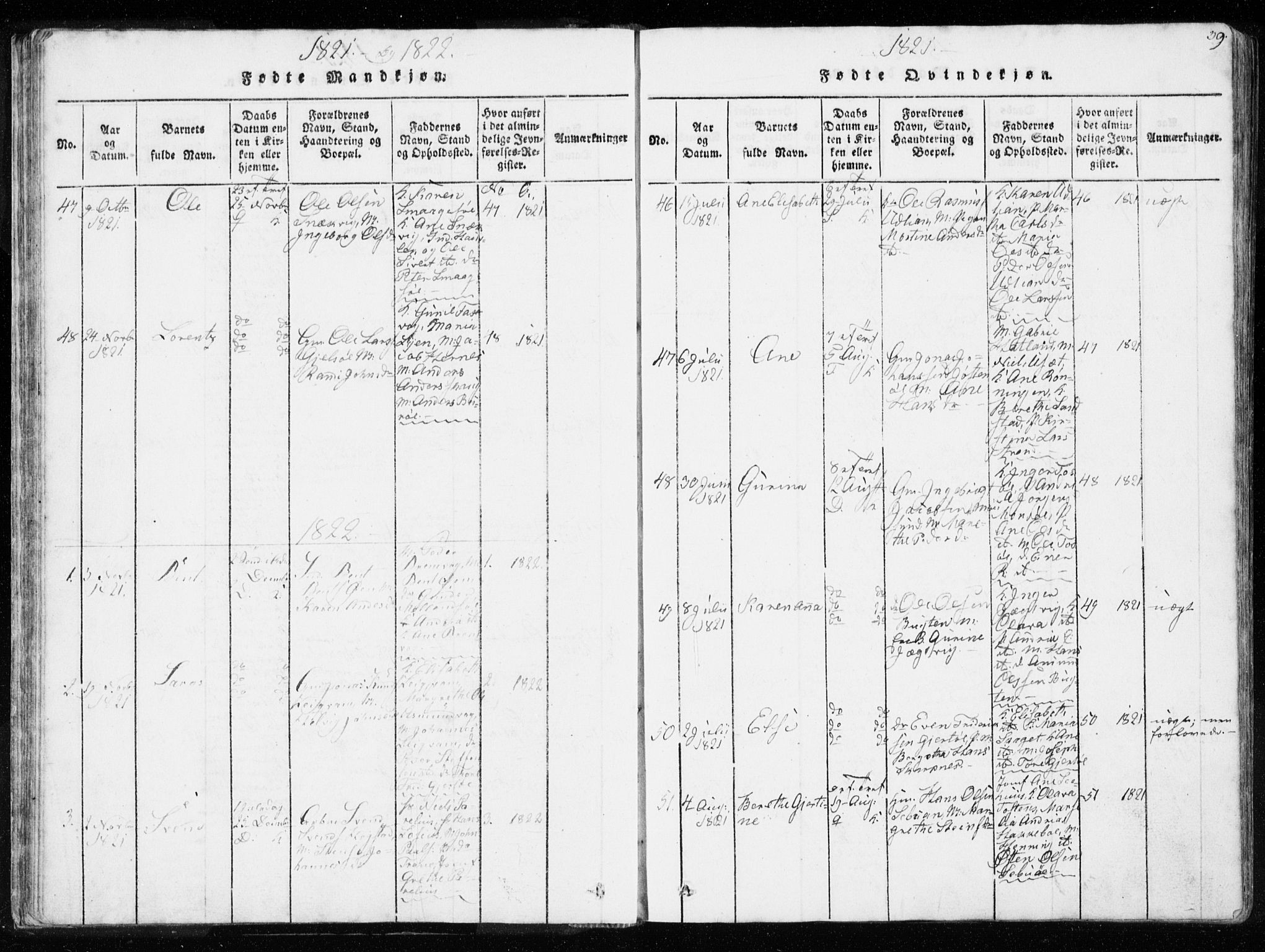 Ministerialprotokoller, klokkerbøker og fødselsregistre - Sør-Trøndelag, SAT/A-1456/634/L0527: Ministerialbok nr. 634A03, 1818-1826, s. 39