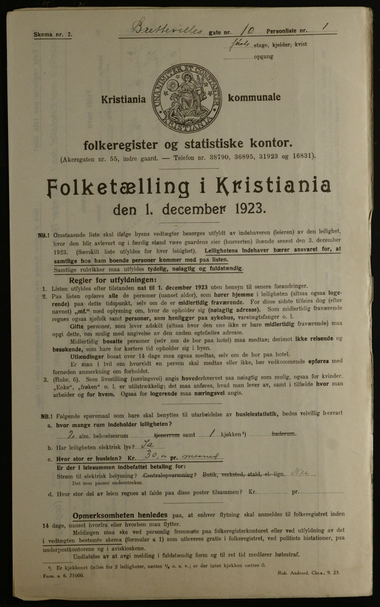 OBA, Kommunal folketelling 1.12.1923 for Kristiania, 1923, s. 9794