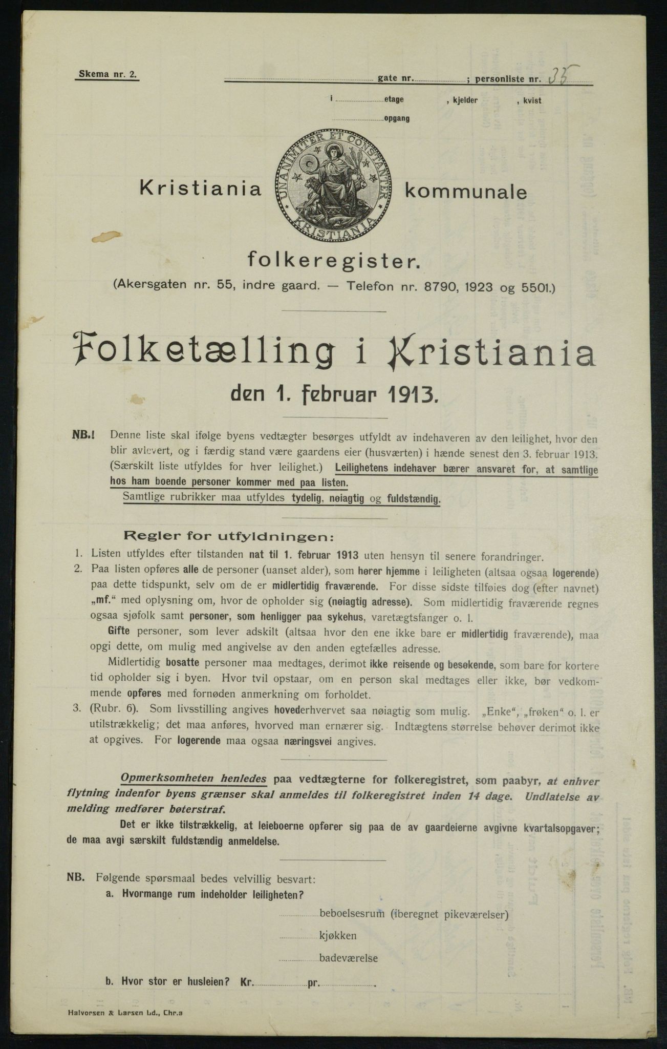 OBA, Kommunal folketelling 1.2.1913 for Kristiania, 1913, s. 64660