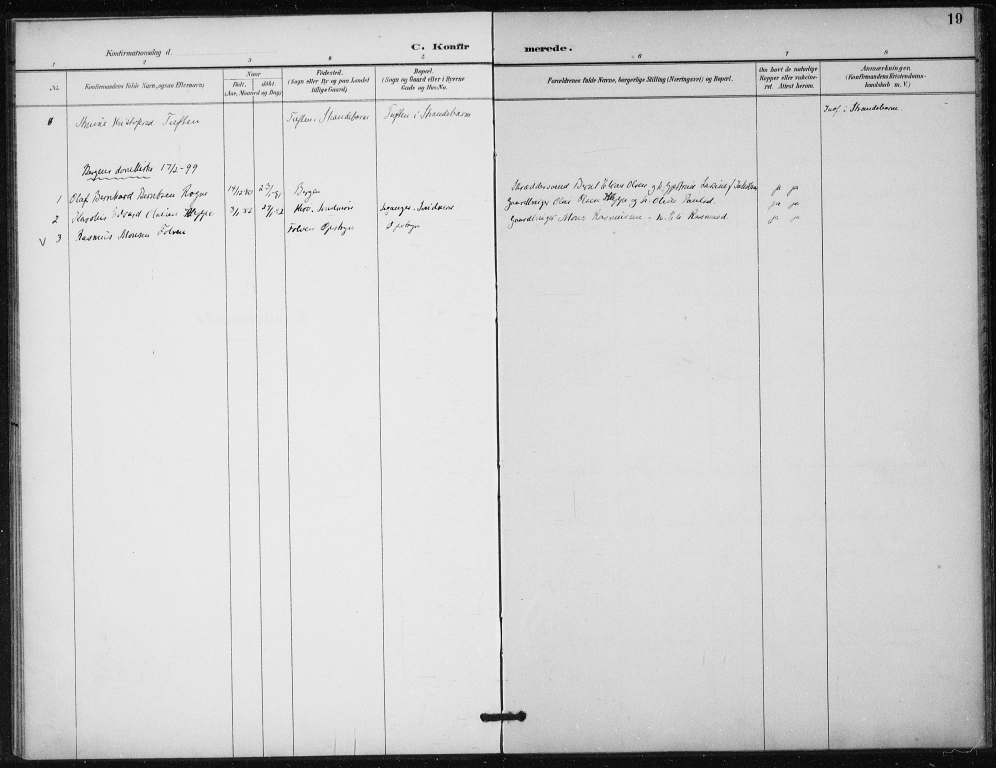 Døves menighet Oslo prestekontor kirkebøker, SAO/A-11064/F/L0001: Ministerialbok nr. 1, 1895-1919, s. 19