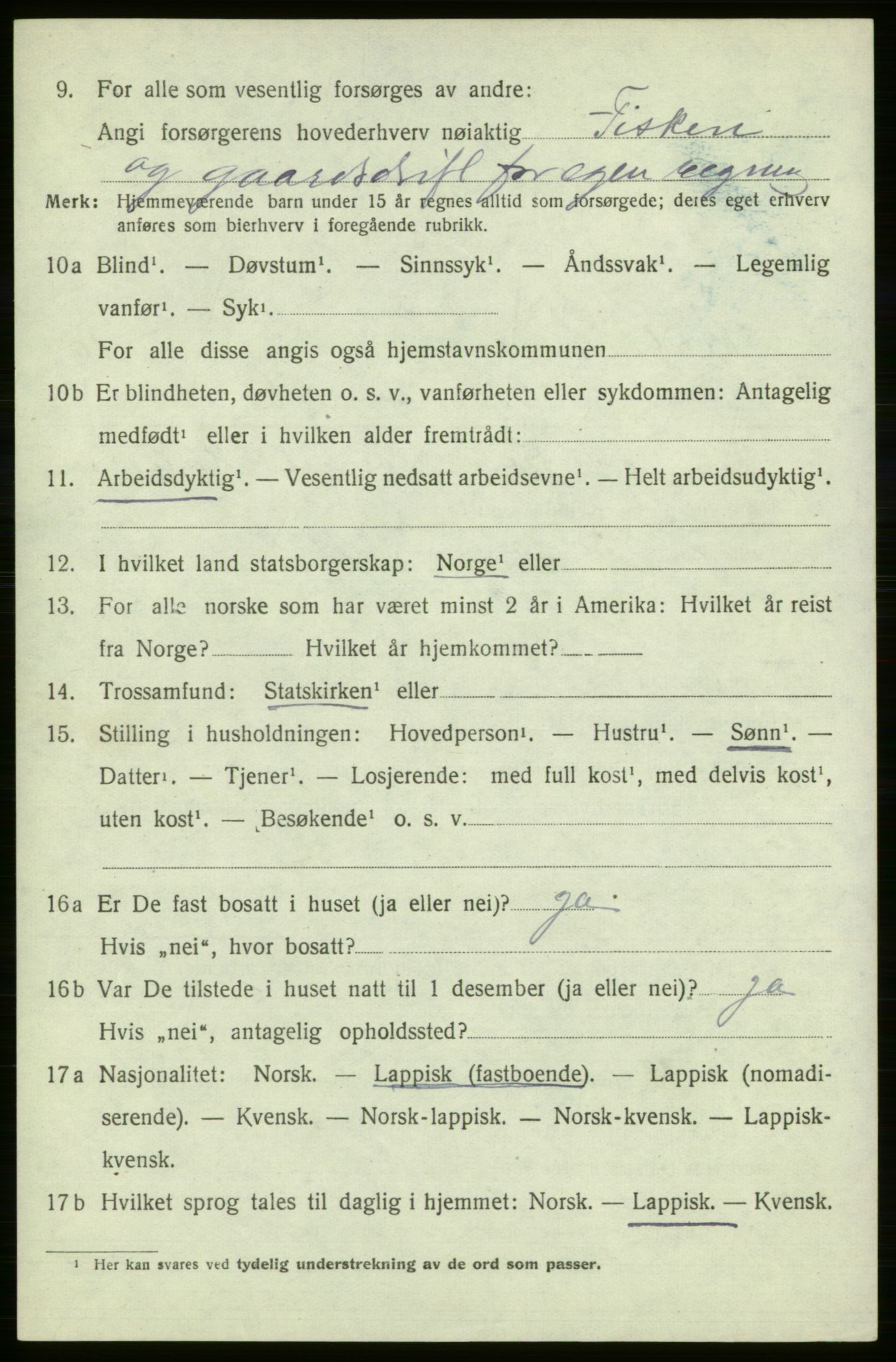 SATØ, Folketelling 1920 for 2017 Kvalsund herred, 1920, s. 2925