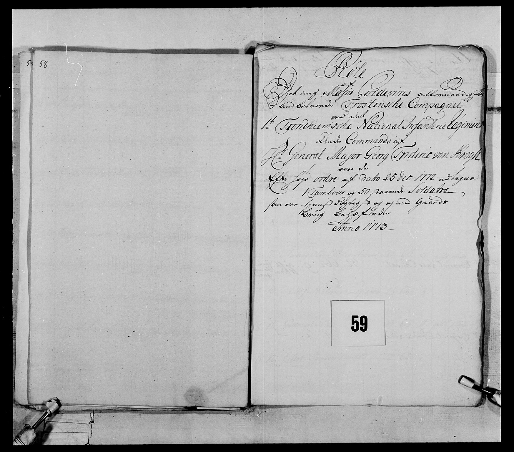 Generalitets- og kommissariatskollegiet, Det kongelige norske kommissariatskollegium, RA/EA-5420/E/Eh/L0072: 1. Trondheimske nasjonale infanteriregiment, 1773, s. 500