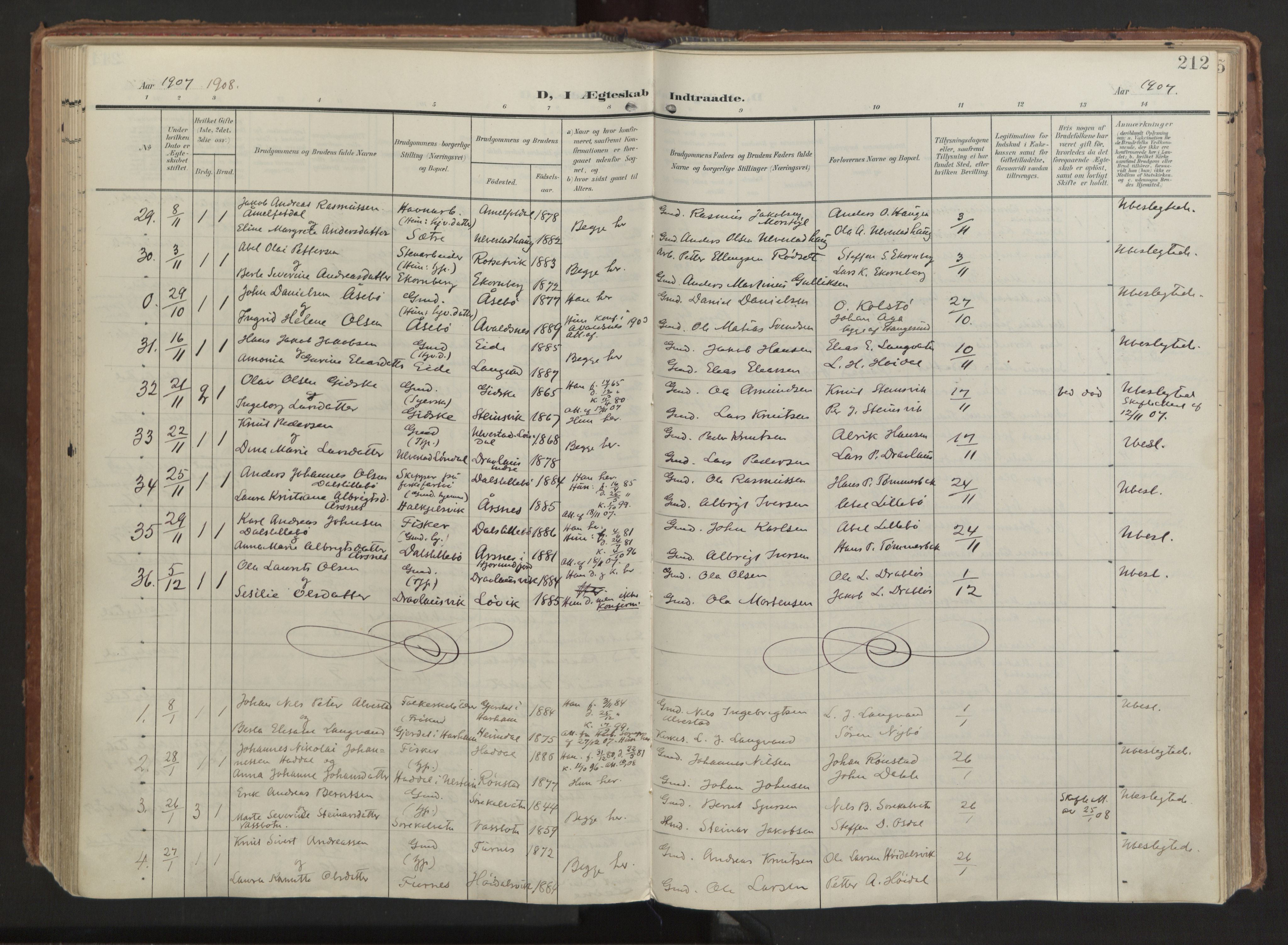 Ministerialprotokoller, klokkerbøker og fødselsregistre - Møre og Romsdal, AV/SAT-A-1454/511/L0144: Ministerialbok nr. 511A11, 1906-1923, s. 212