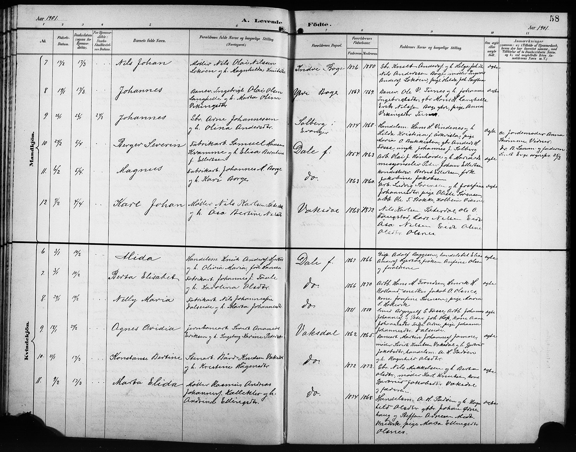 Bruvik Sokneprestembete, AV/SAB-A-74701/H/Hab: Klokkerbok nr. A 2, 1895-1907, s. 58