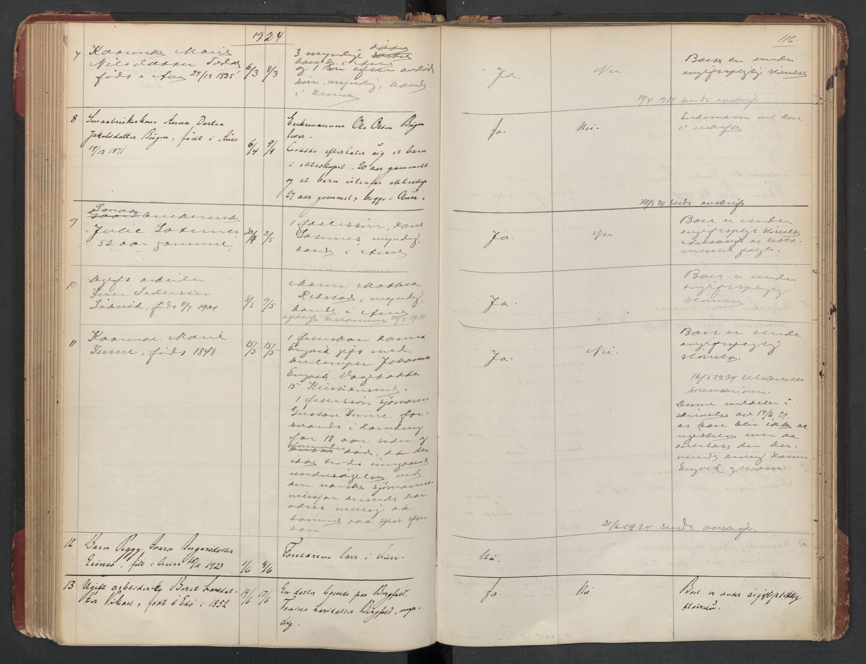 Aure lensmannskontor, AV/SAT-A-1088/1/02/L0003: 2.01.03 Dødsfallsprotokoll, 1906-1926, s. 116