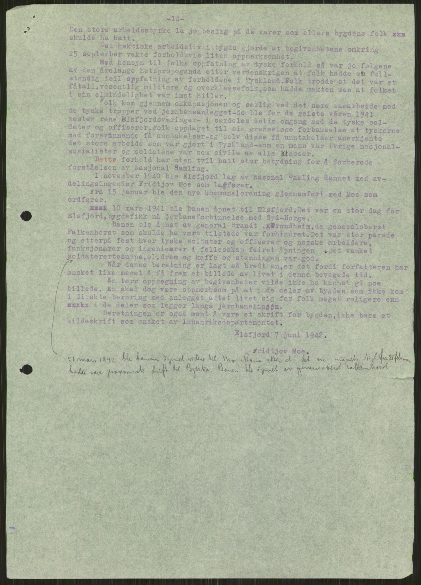 Forsvaret, Forsvarets krigshistoriske avdeling, AV/RA-RAFA-2017/Y/Ya/L0017: II-C-11-31 - Fylkesmenn.  Rapporter om krigsbegivenhetene 1940., 1940, s. 133