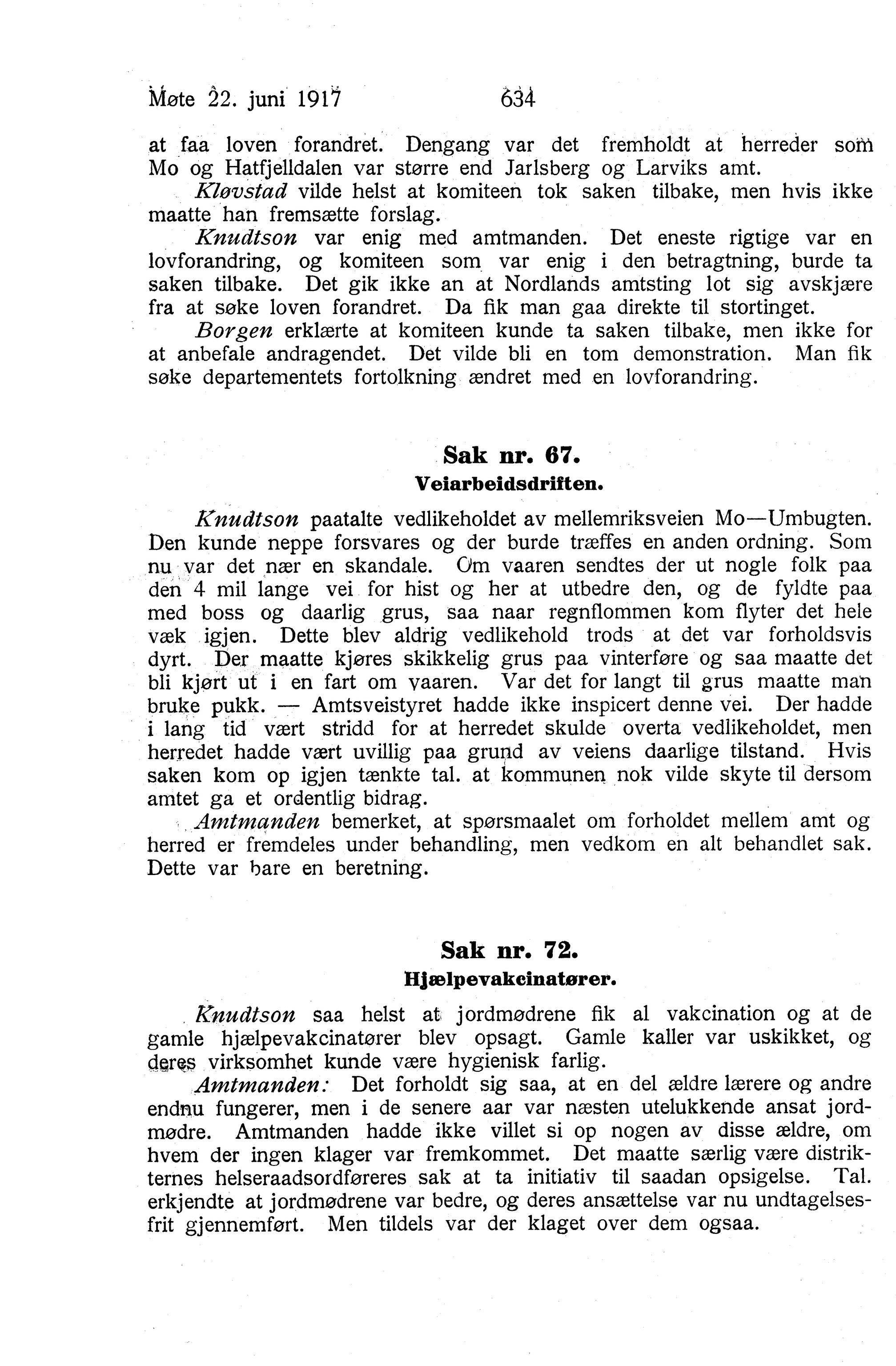 Nordland Fylkeskommune. Fylkestinget, AIN/NFK-17/176/A/Ac/L0040: Fylkestingsforhandlinger 1917, 1917