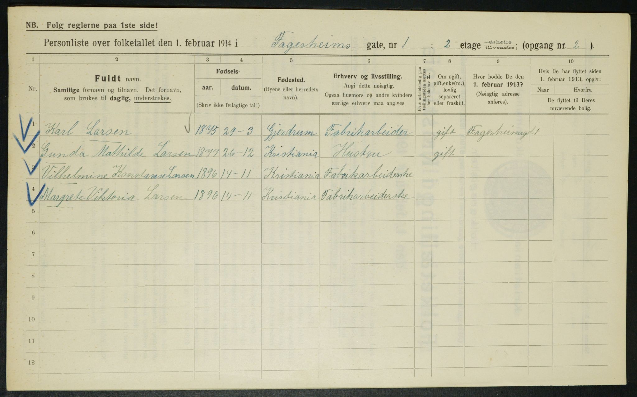 OBA, Kommunal folketelling 1.2.1914 for Kristiania, 1914, s. 23229