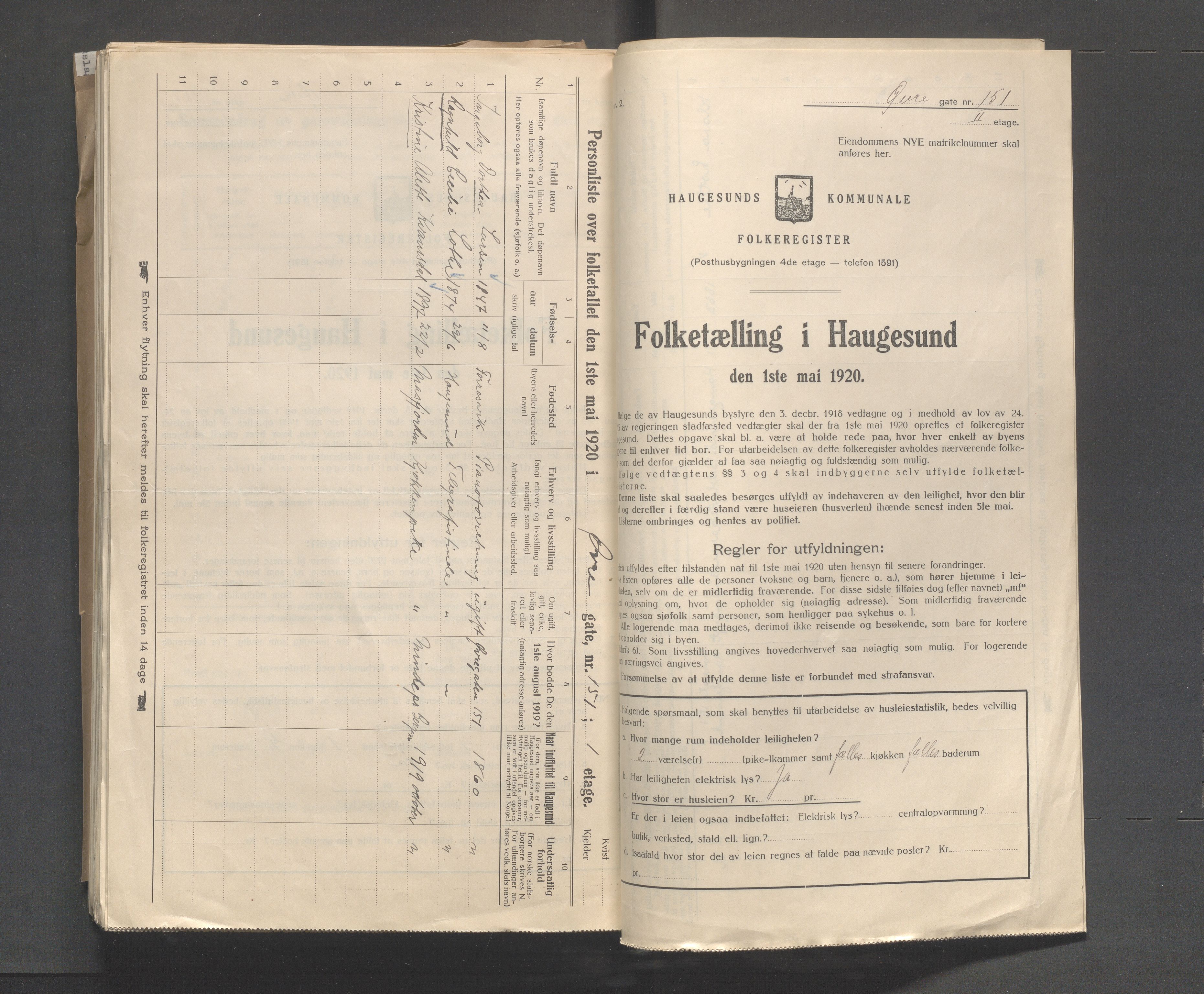 IKAR, Kommunal folketelling 1.5.1920 for Haugesund, 1920, s. 5606