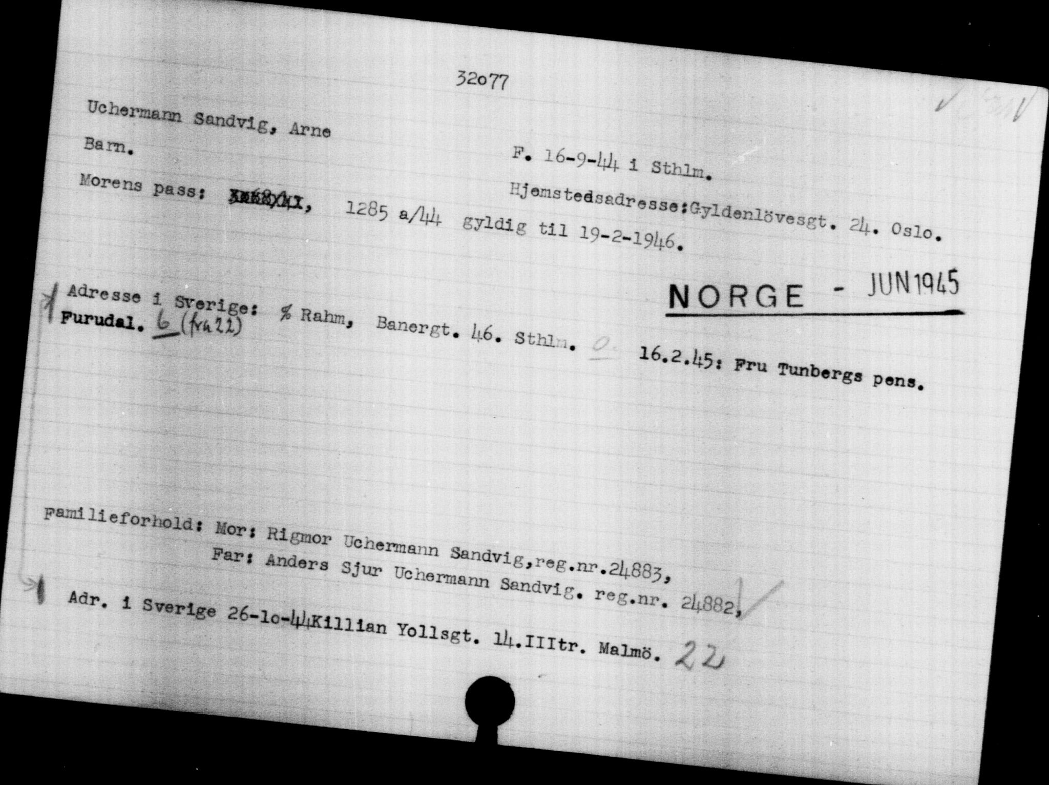 Utenriksstasjonene, Legasjonen i Stockholm, Flyktningkontoret, AV/RA-S-6753/V/Va/L0013: Kjesäterkartoteket, flyktninger med registreringsnr. 31500-34731, 1940-1945, s. 630