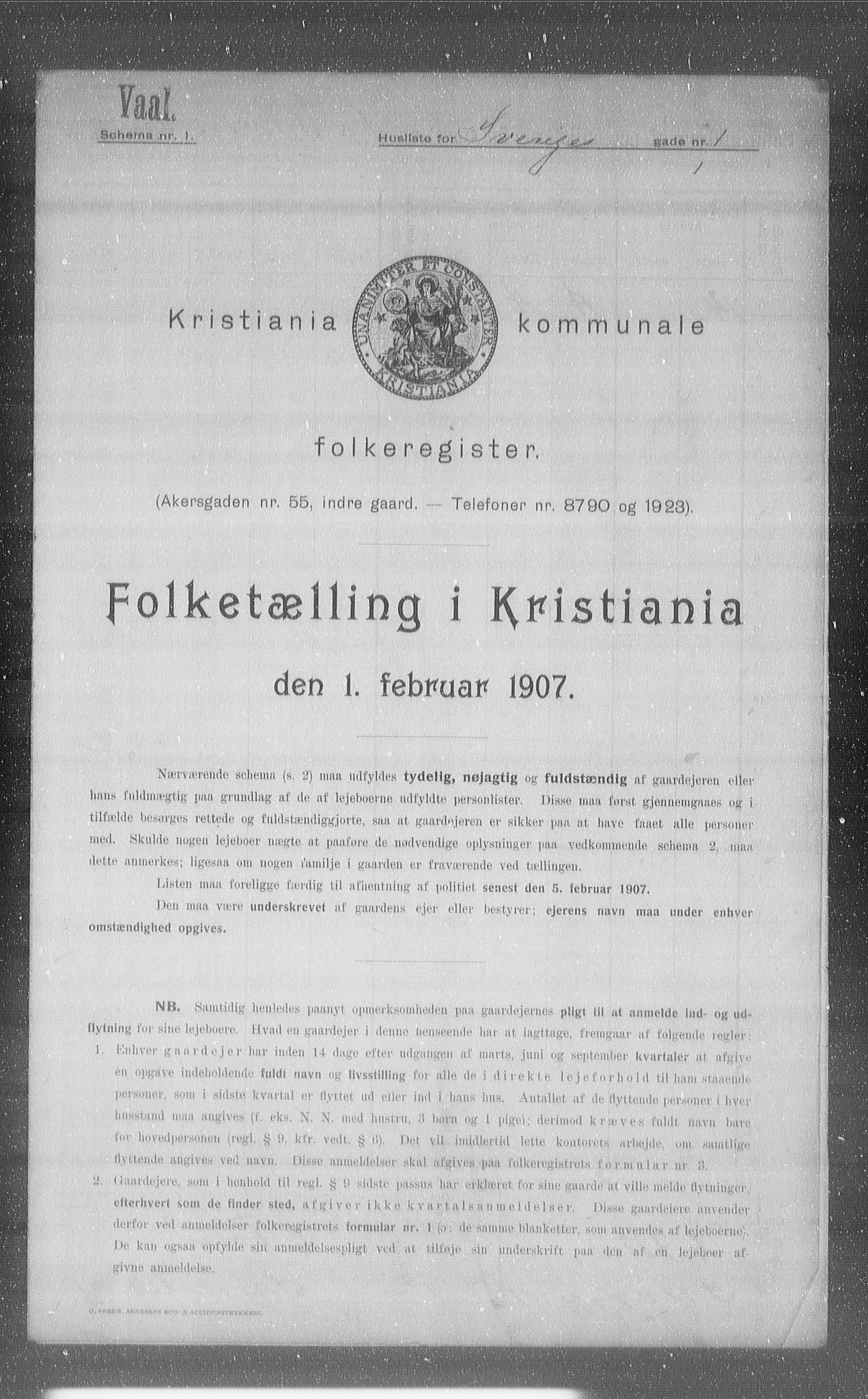 OBA, Kommunal folketelling 1.2.1907 for Kristiania kjøpstad, 1907, s. 53811