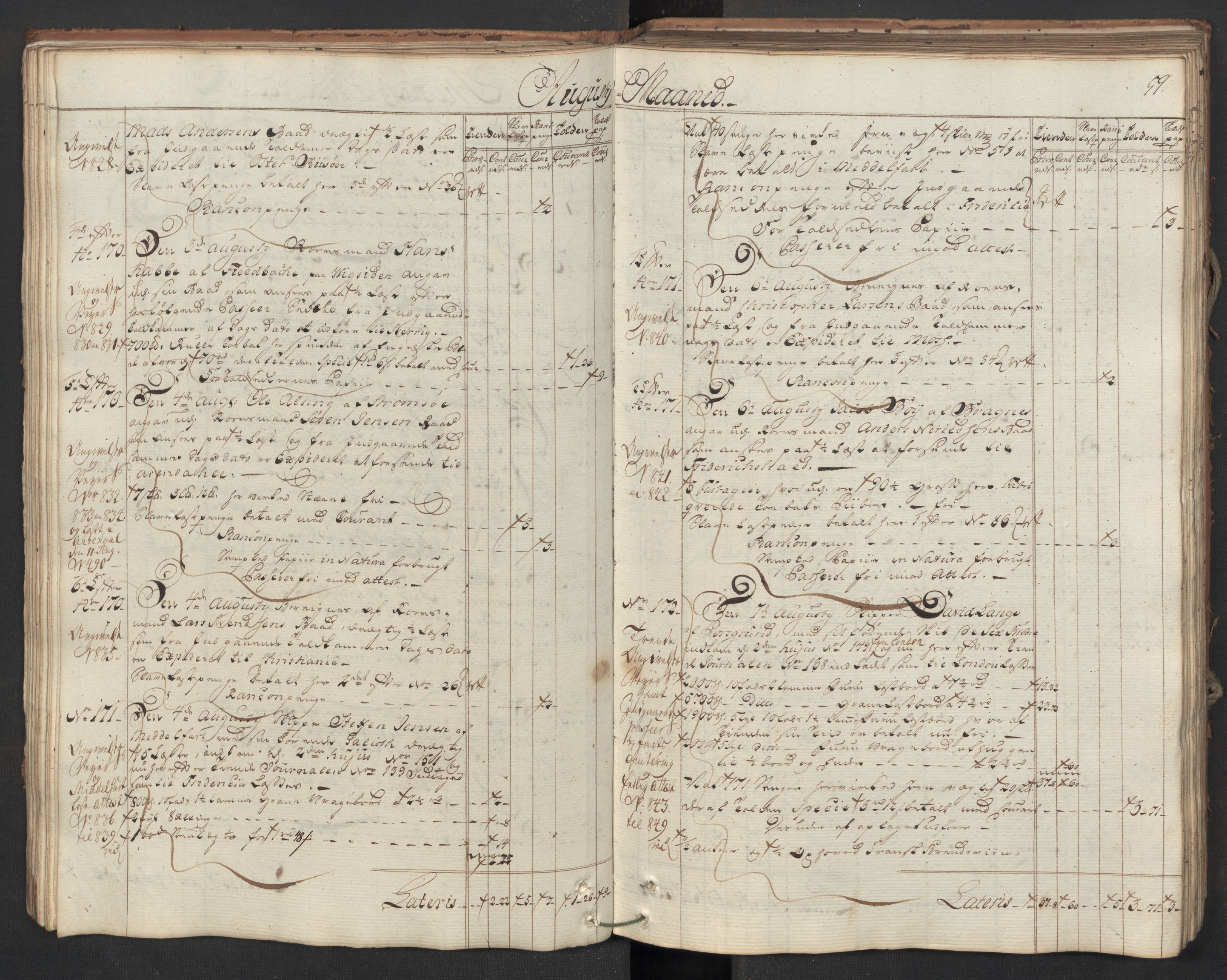 Generaltollkammeret, tollregnskaper, AV/RA-EA-5490/R08/L0054/0001: Tollregnskaper Drammen / Utgående hovedtollbok, 1762, s. 58b-59a