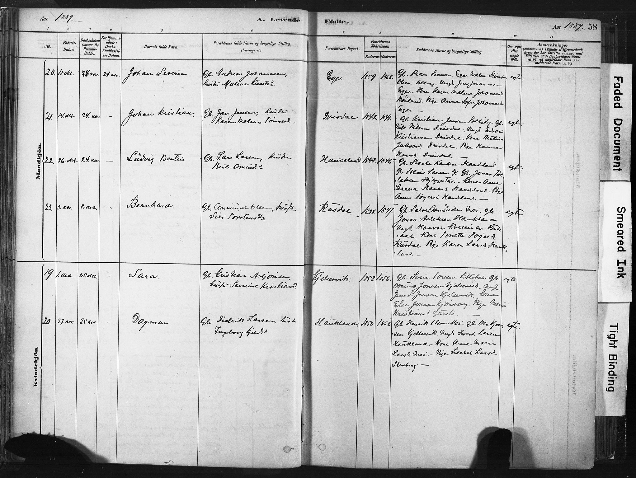 Lund sokneprestkontor, AV/SAST-A-101809/S06/L0011: Ministerialbok nr. A 10, 1877-1904, s. 58