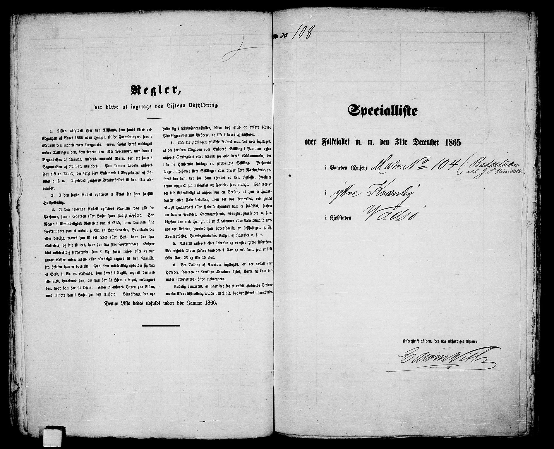 RA, Folketelling 1865 for 2003B Vadsø prestegjeld, Vadsø kjøpstad, 1865, s. 222