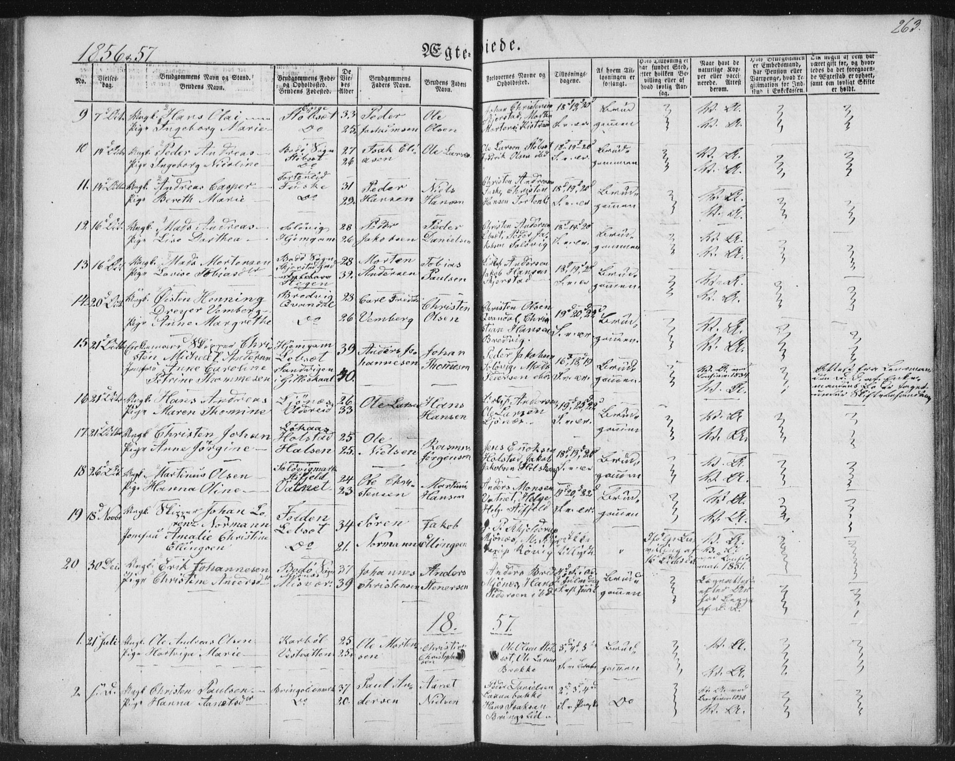 Ministerialprotokoller, klokkerbøker og fødselsregistre - Nordland, AV/SAT-A-1459/852/L0738: Ministerialbok nr. 852A08, 1849-1865, s. 263