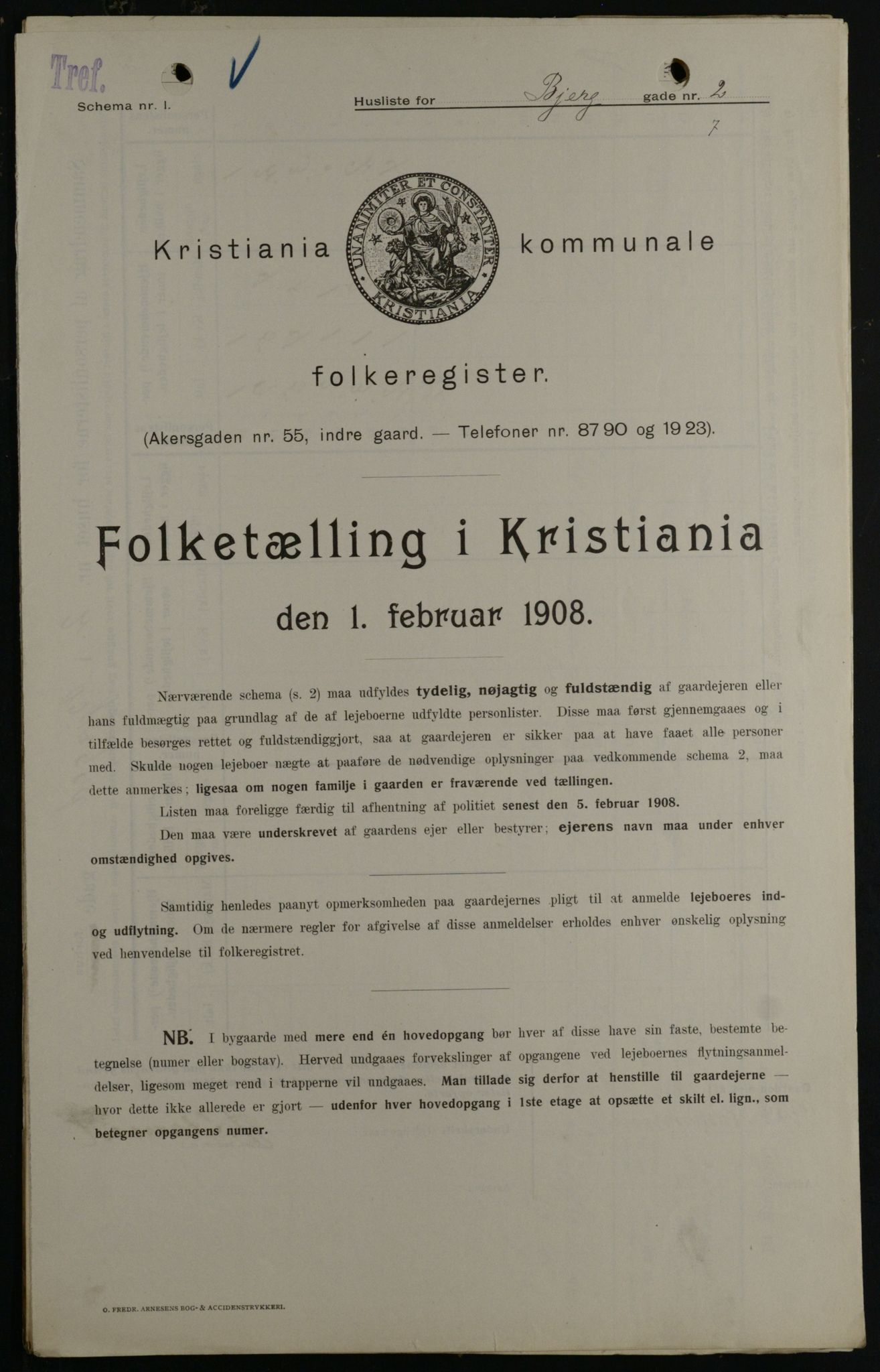 OBA, Kommunal folketelling 1.2.1908 for Kristiania kjøpstad, 1908, s. 5358