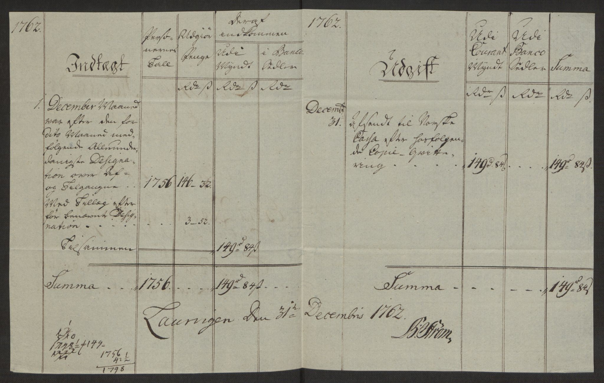 Rentekammeret inntil 1814, Reviderte regnskaper, Byregnskaper, RA/EA-4066/R/Ri/L0183/0001: [I4] Kontribusjonsregnskap / Ekstraskatt, 1762-1768, s. 79