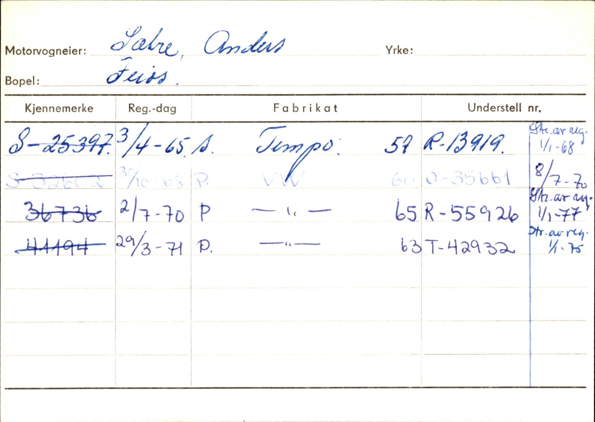 Statens vegvesen, Sogn og Fjordane vegkontor, AV/SAB-A-5301/4/F/L0126: Eigarregister Fjaler M-Å. Leikanger A-Å, 1945-1975, s. 2285