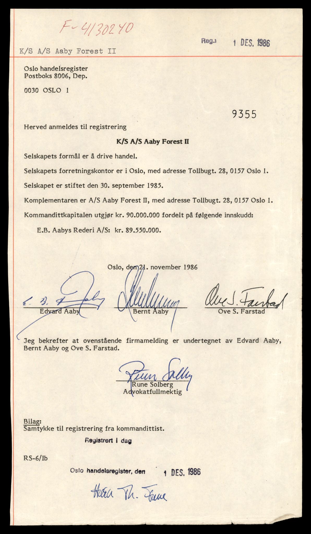 Oslo byfogd, Handelsregisteret, SAT/A-10867/G/Gb/Gba/L0201: Kommandittselskap, A-L, 1944-1990