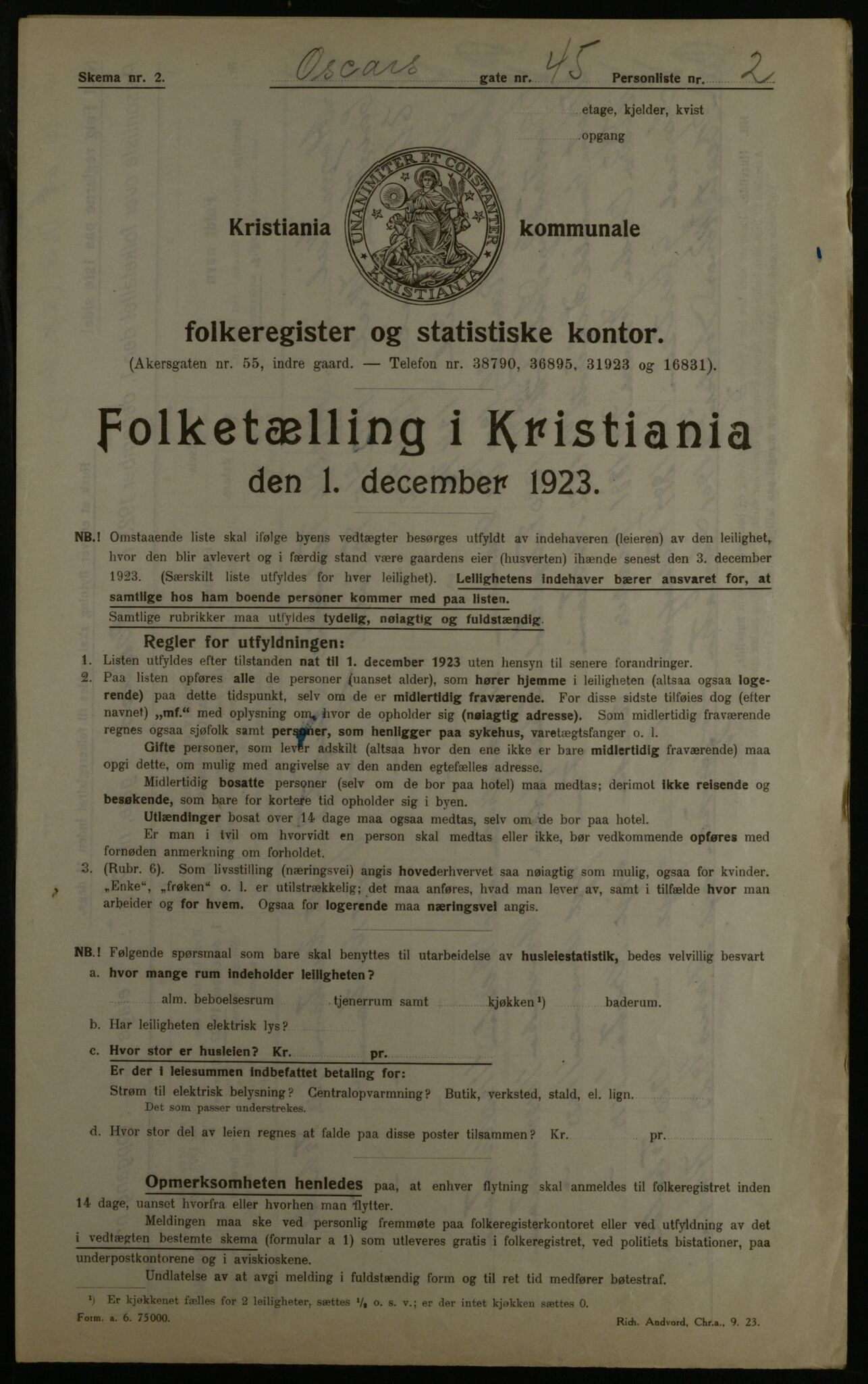 OBA, Kommunal folketelling 1.12.1923 for Kristiania, 1923, s. 84475