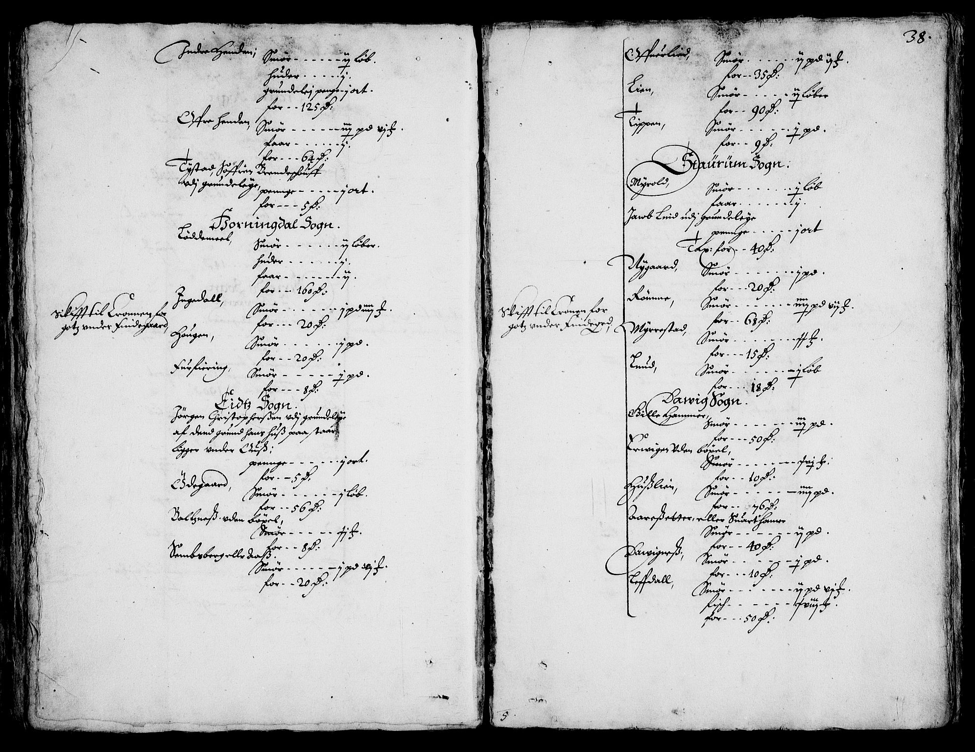 Rentekammeret inntil 1814, Realistisk ordnet avdeling, AV/RA-EA-4070/On/L0001/0002: Statens gods / [Jj 2]: Jordebok og forklaring over atkomstene til Hannibal Sehesteds gods, 1651, s. 1037b-1038a