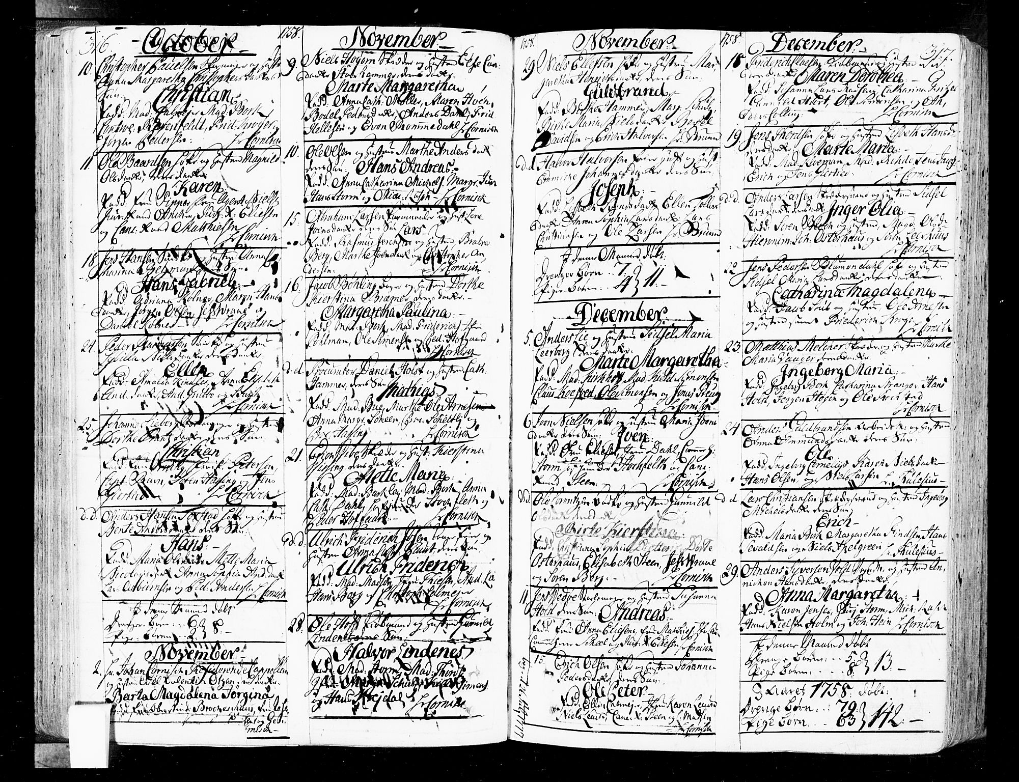 Oslo domkirke Kirkebøker, SAO/A-10752/F/Fa/L0004: Ministerialbok nr. 4, 1743-1786, s. 316-317