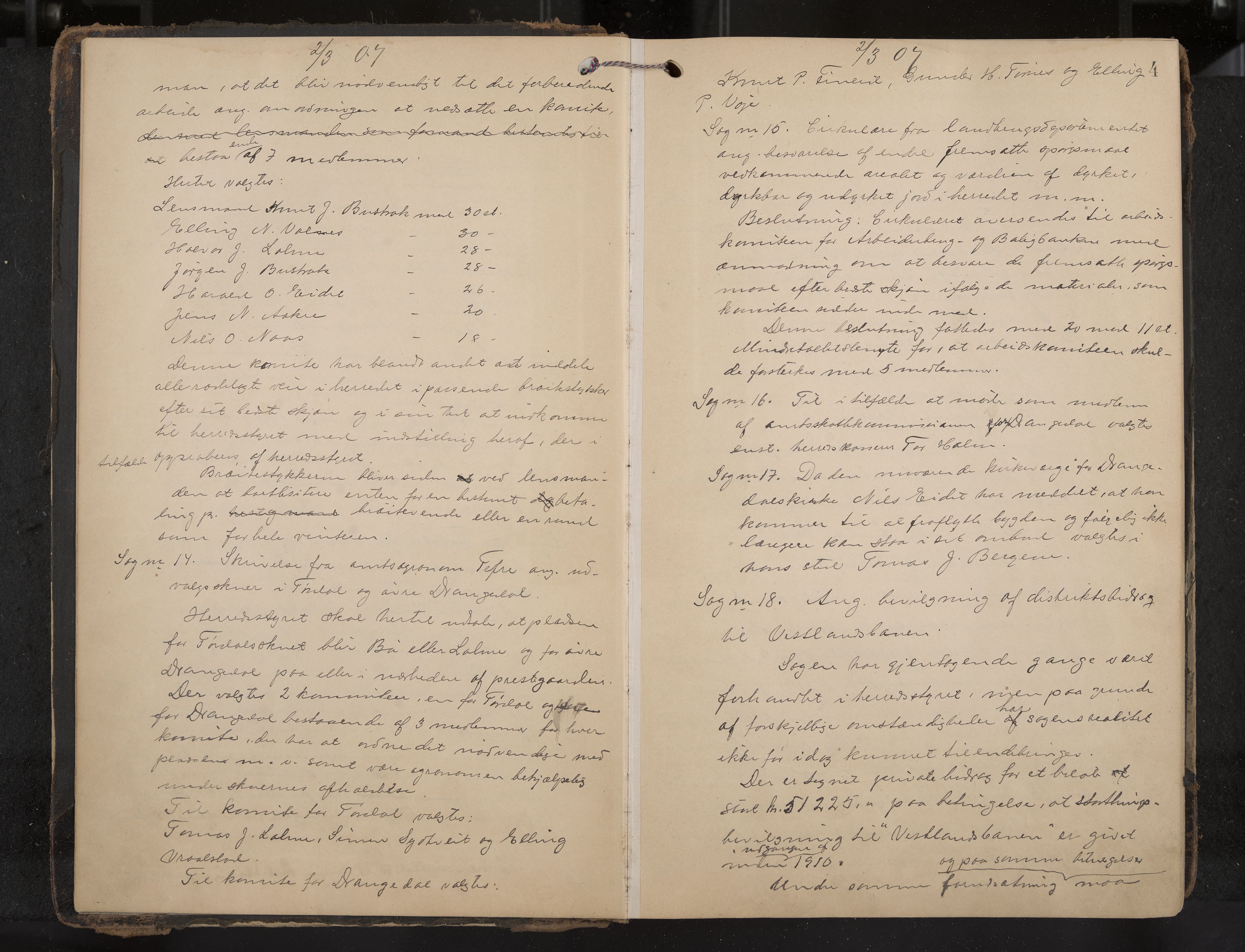 Drangedal formannskap og sentraladministrasjon, IKAK/0817021/A/L0004: Møtebok, 1907-1914, s. 4