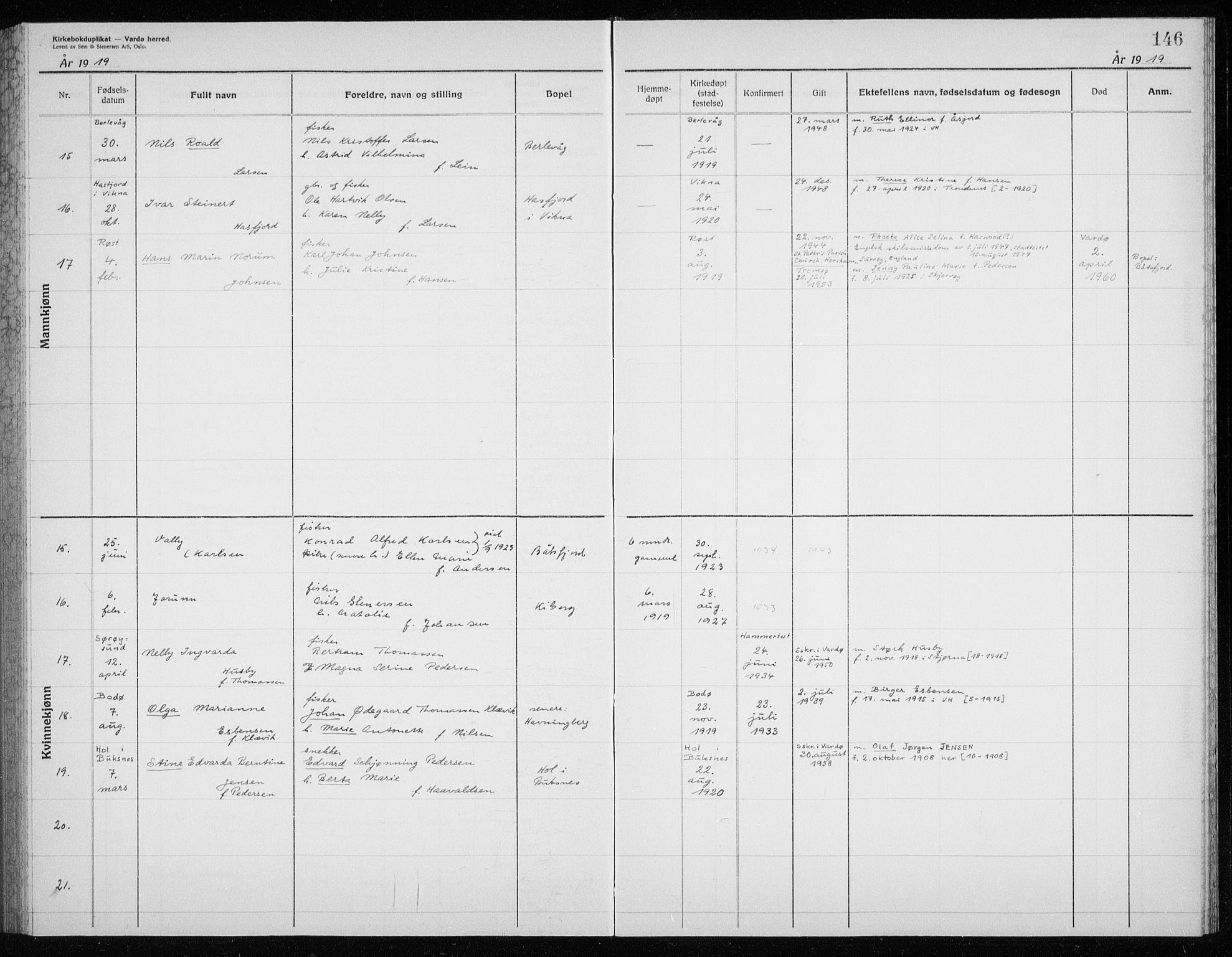 Vardø sokneprestkontor, AV/SATØ-S-1332/H/Hc/L0006kirkerekon: Annen kirkebok nr. 6, 1900-1925, s. 146