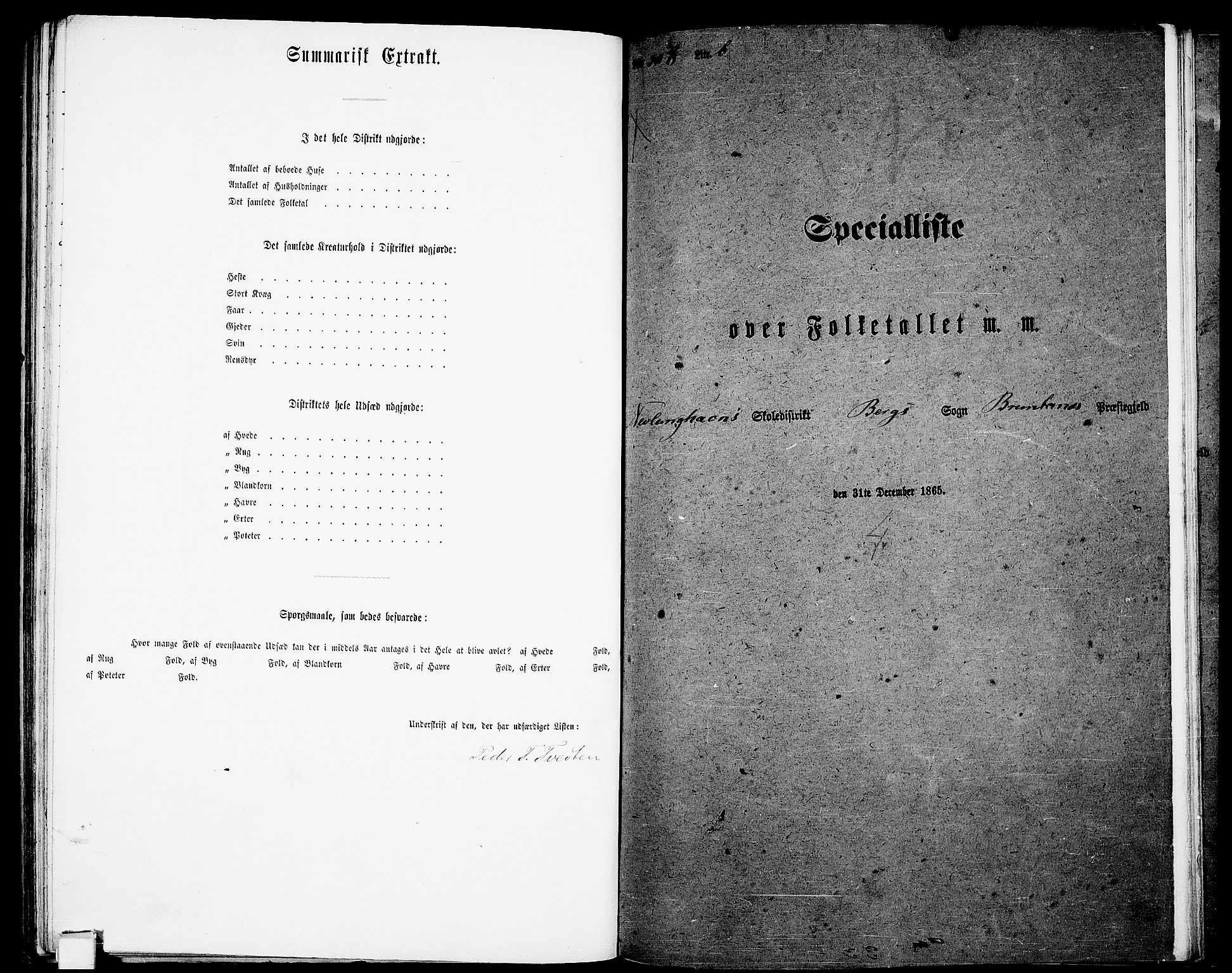 RA, Folketelling 1865 for 0726P Brunlanes prestegjeld, 1865, s. 151