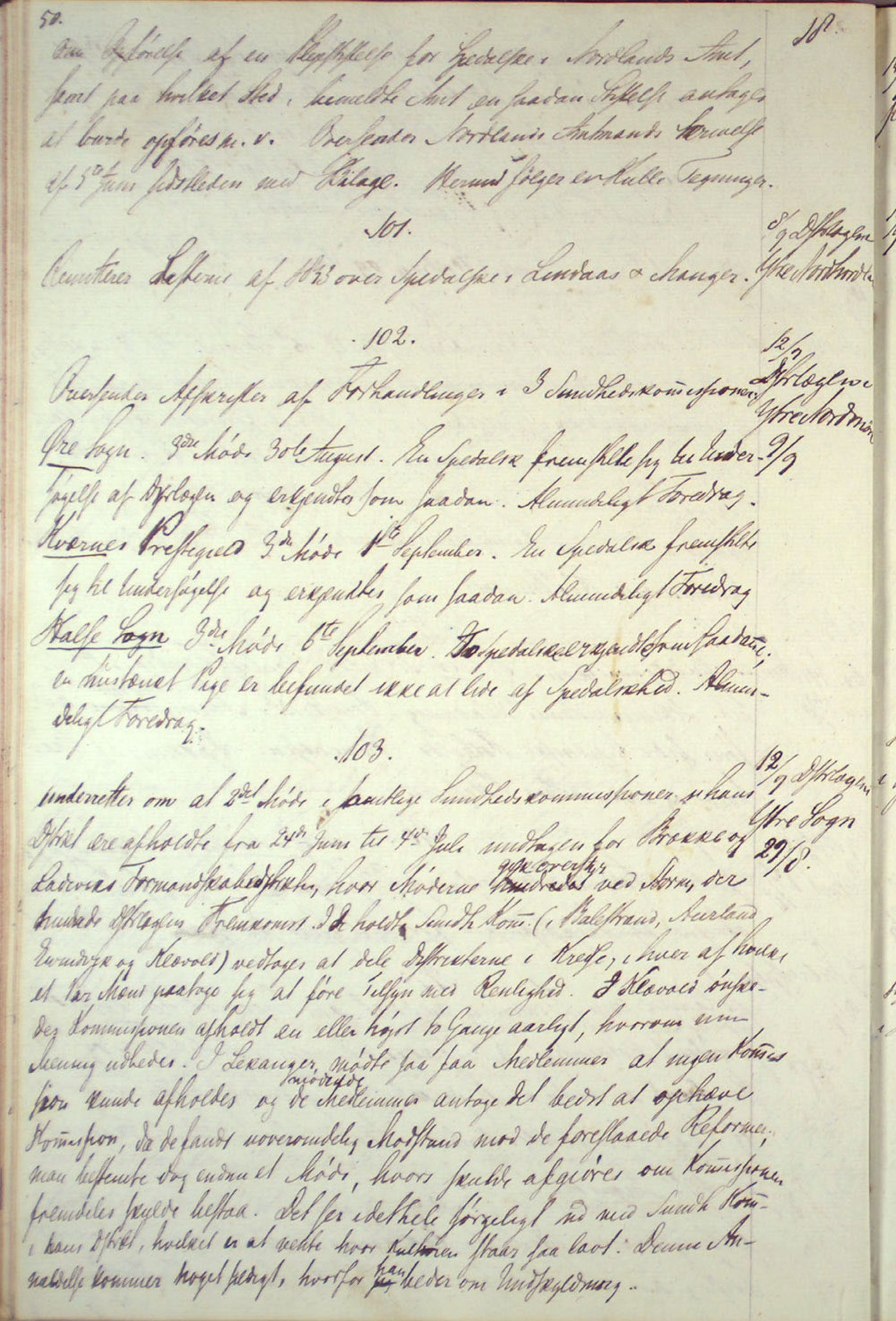 Lepraarkiver - Overlegen for den spedalske sykdom, AV/SAB-A-61001/B.c/L0001: Journal, 1854-1859, s. 50