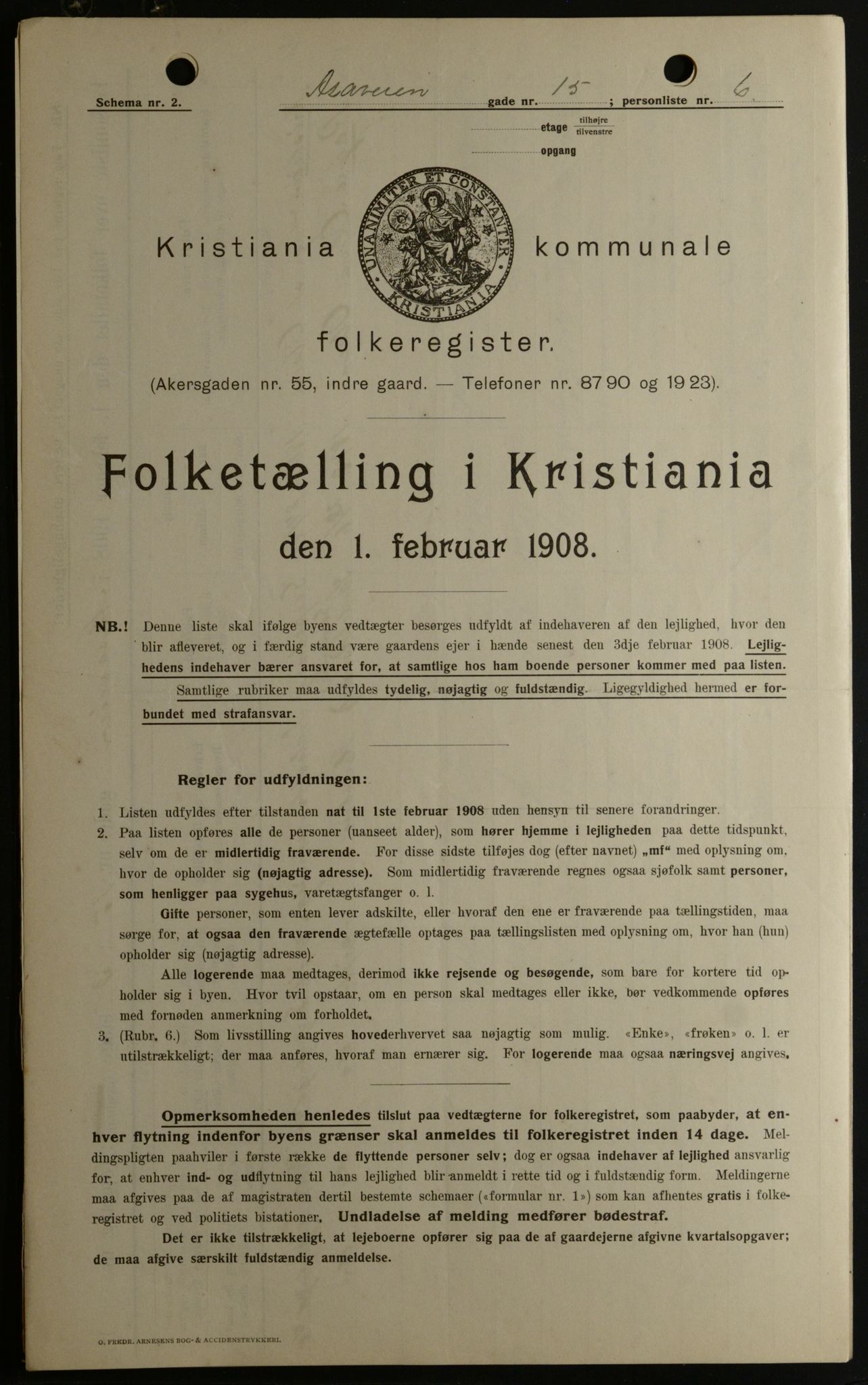 OBA, Kommunal folketelling 1.2.1908 for Kristiania kjøpstad, 1908, s. 117692