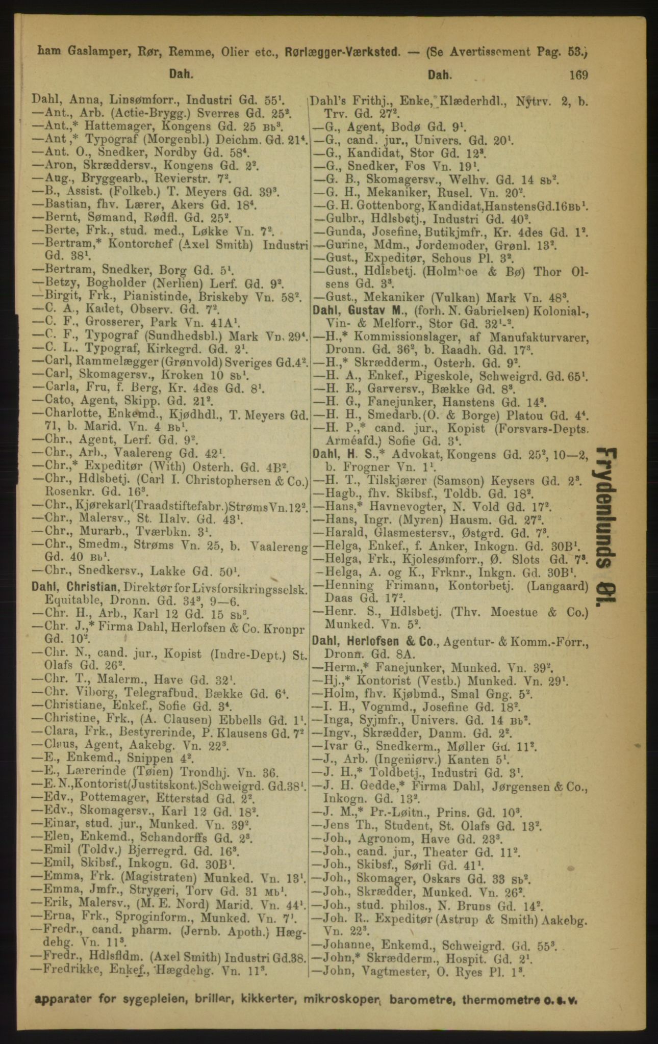 Kristiania/Oslo adressebok, PUBL/-, 1891, s. 169