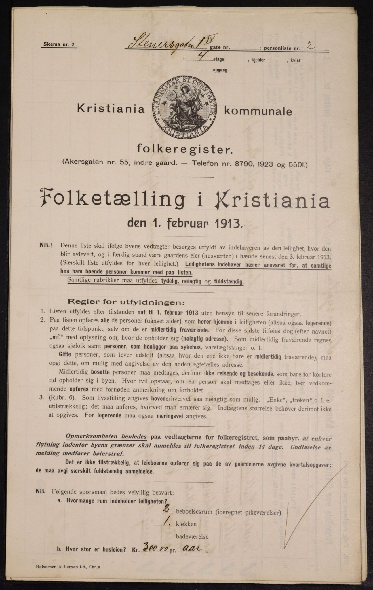 OBA, Kommunal folketelling 1.2.1913 for Kristiania, 1913, s. 101508