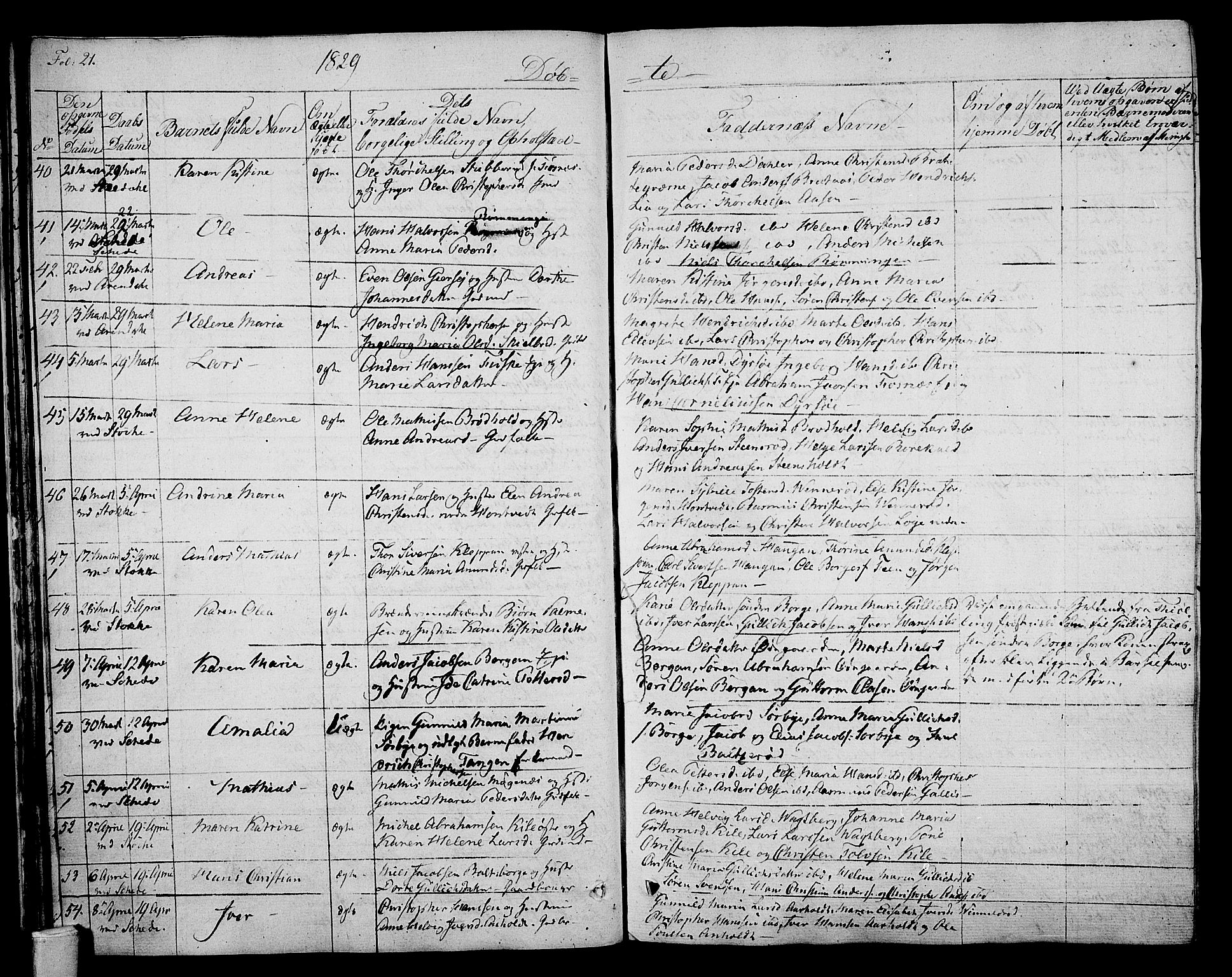 Stokke kirkebøker, AV/SAKO-A-320/F/Fa/L0006: Ministerialbok nr. I 6, 1826-1843, s. 21