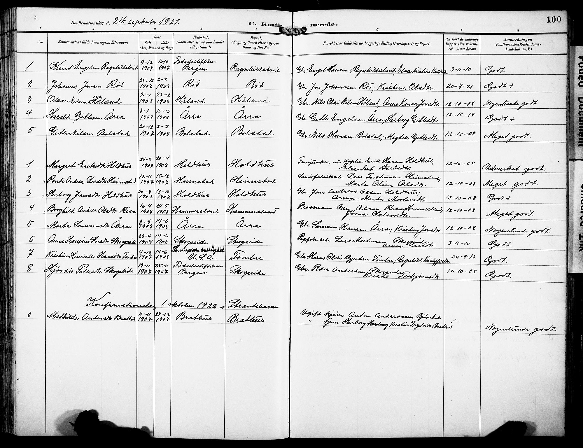 Fusa sokneprestembete, AV/SAB-A-75401/H/Hab: Klokkerbok nr. B 2, 1897-1930, s. 100
