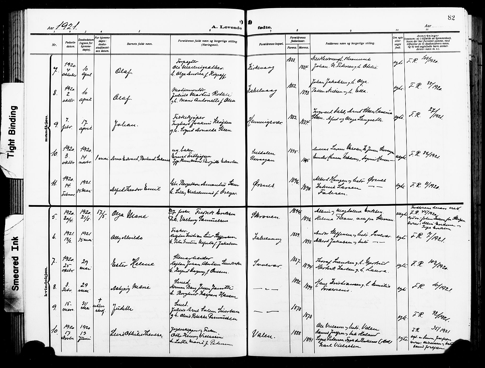 Ministerialprotokoller, klokkerbøker og fødselsregistre - Nordland, AV/SAT-A-1459/874/L1080: Klokkerbok nr. 874C09, 1915-1925, s. 82