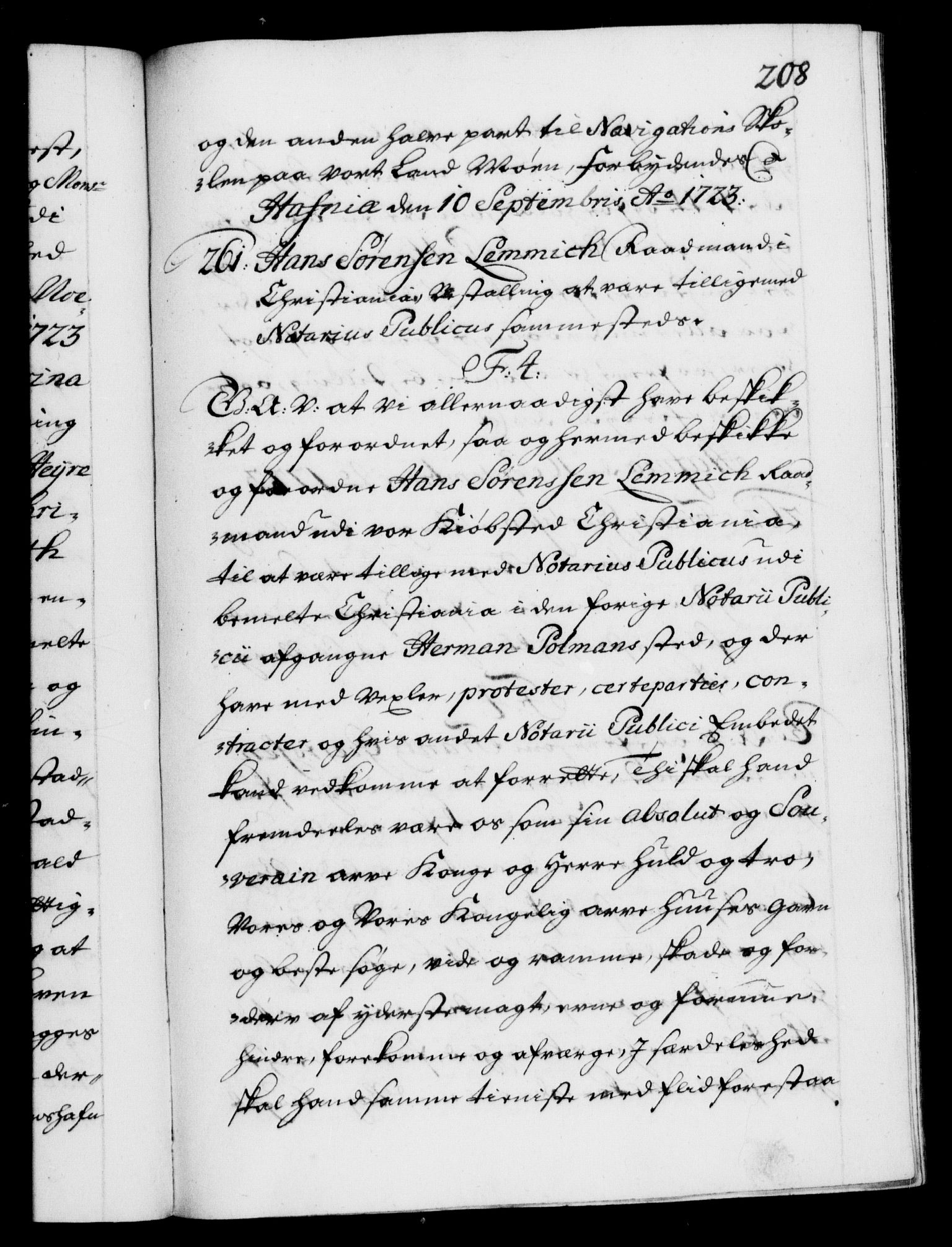 Danske Kanselli 1572-1799, AV/RA-EA-3023/F/Fc/Fca/Fcaa/L0024: Norske registre, 1723-1725, s. 208a