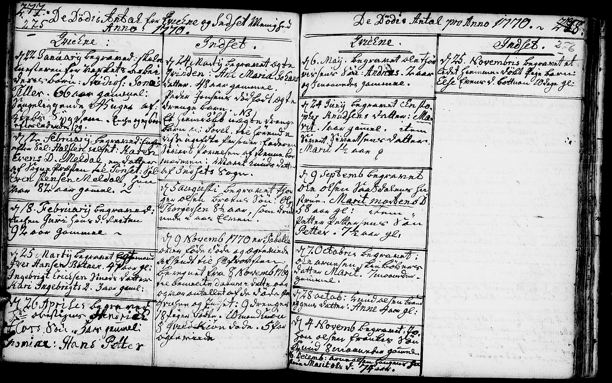 Kvikne prestekontor, AV/SAH-PREST-064/H/Ha/Haa/L0002: Ministerialbok nr. 2, 1764-1784, s. 275-276