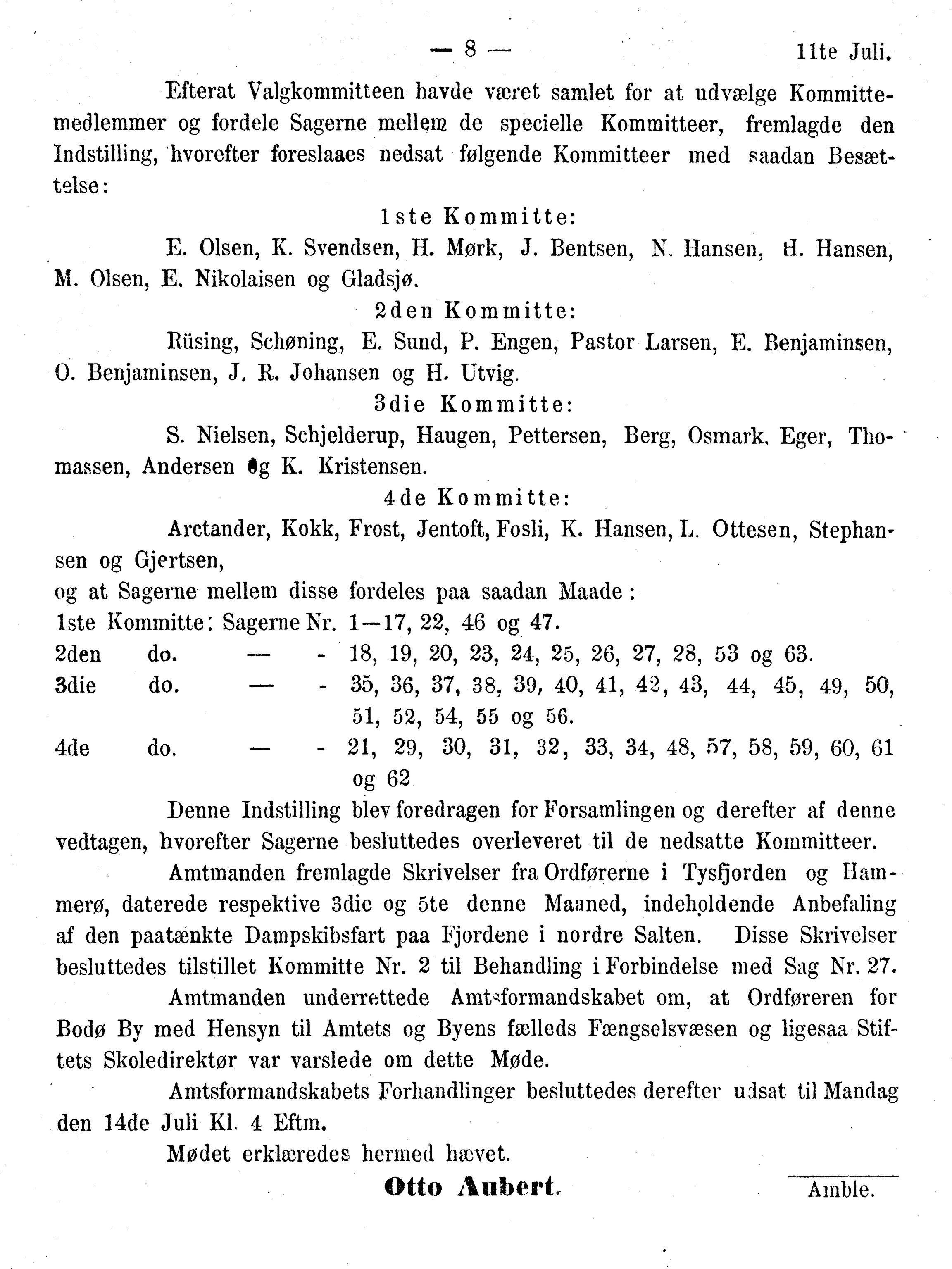 Nordland Fylkeskommune. Fylkestinget, AIN/NFK-17/176/A/Ac/L0010: Fylkestingsforhandlinger 1874-1880, 1874-1880