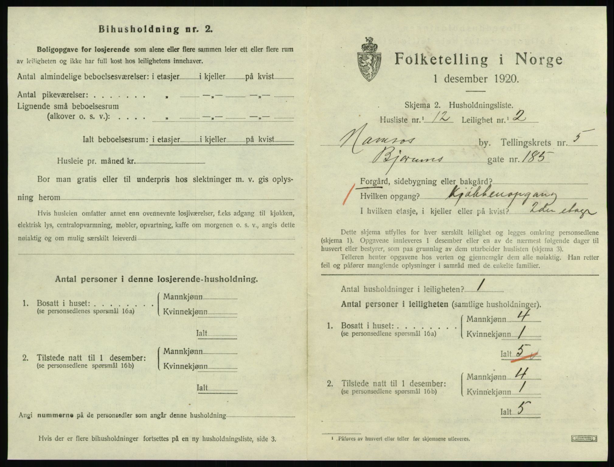 SAT, Folketelling 1920 for 1703 Namsos ladested, 1920, s. 1643