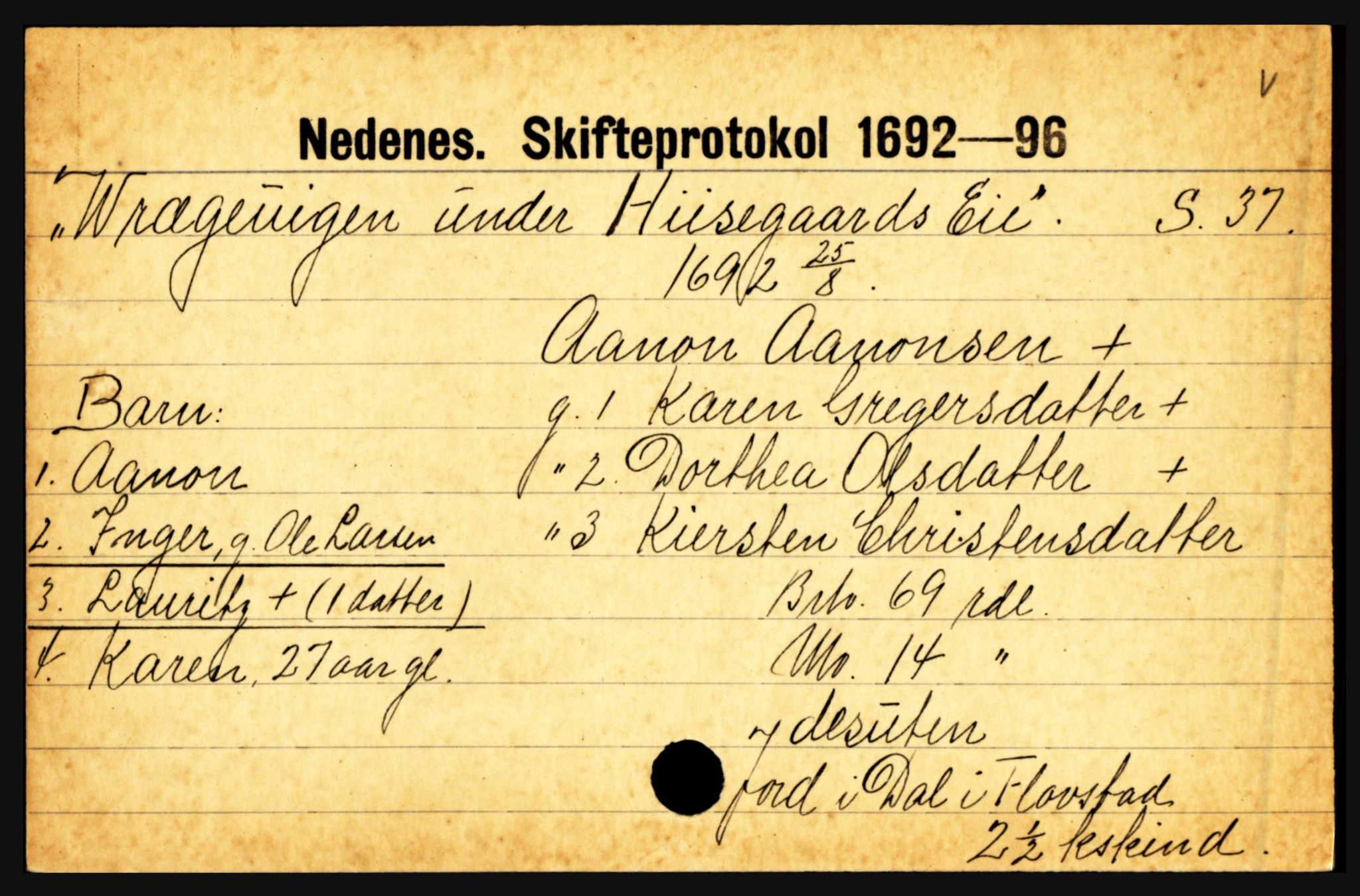 Nedenes sorenskriveri før 1824, AV/SAK-1221-0007/H, s. 33315