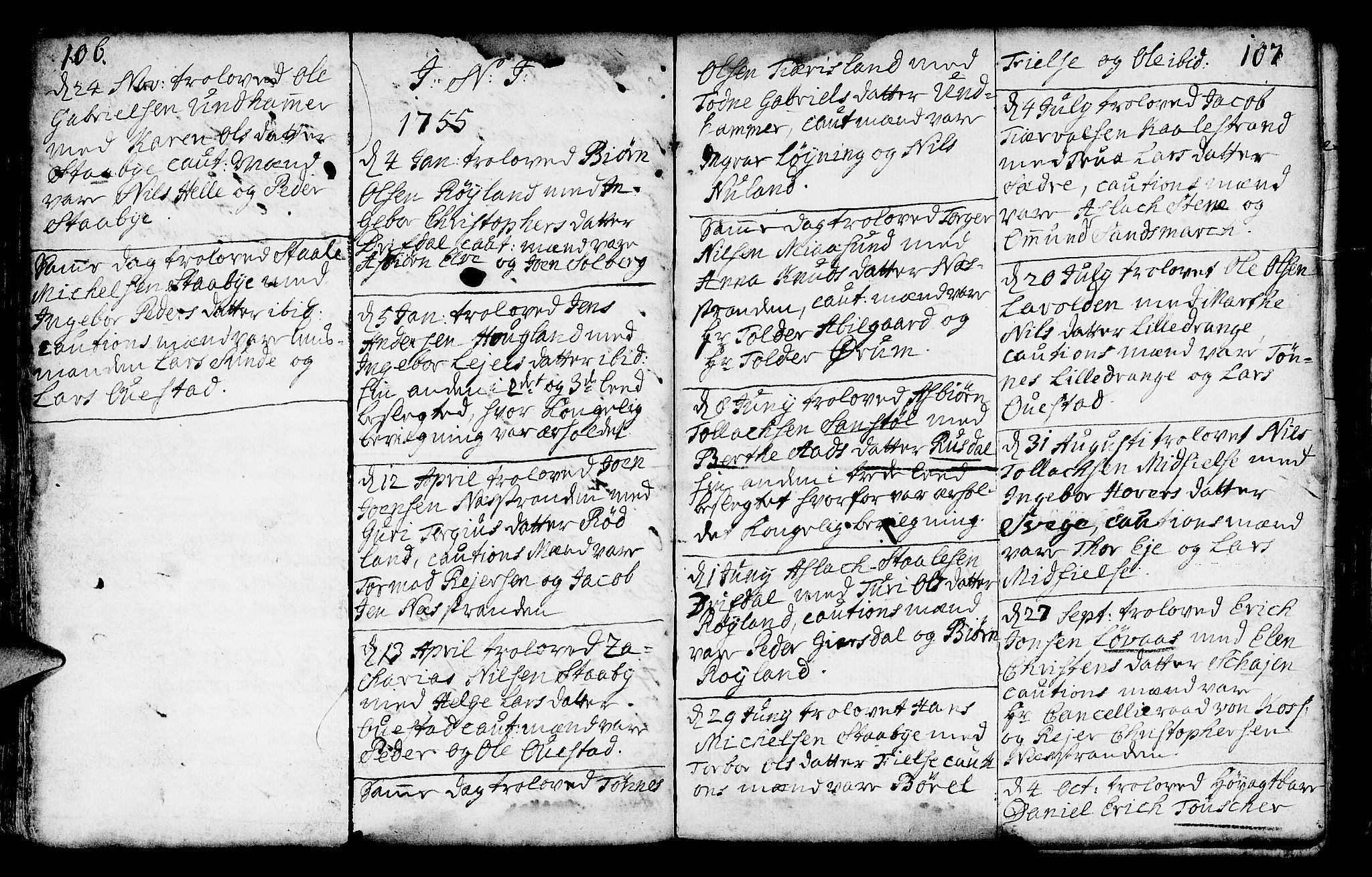 Lund sokneprestkontor, AV/SAST-A-101809/S06/L0002: Ministerialbok nr. A 2, 1738-1760, s. 106-107