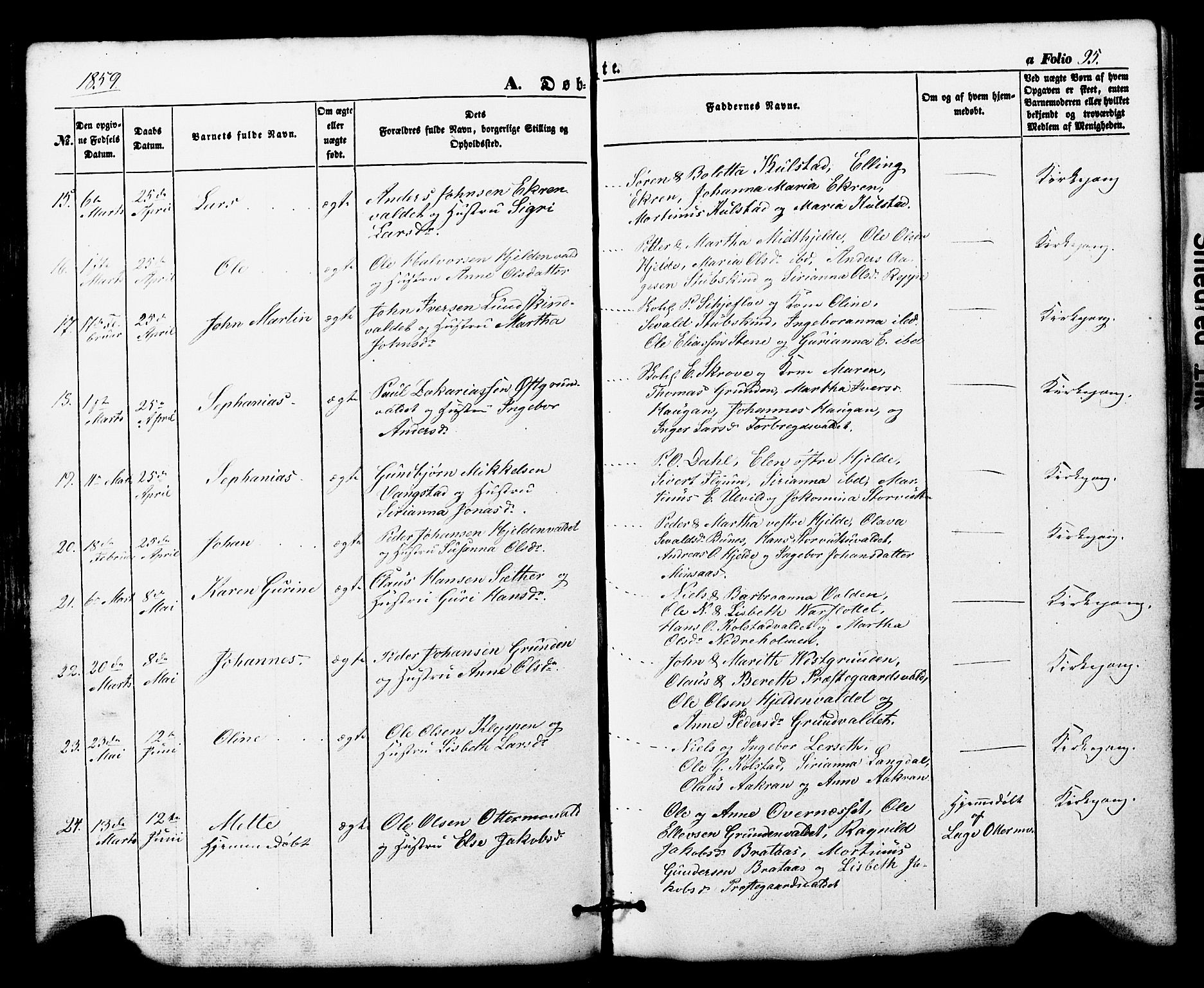 Ministerialprotokoller, klokkerbøker og fødselsregistre - Nord-Trøndelag, SAT/A-1458/724/L0268: Klokkerbok nr. 724C04, 1846-1878, s. 95