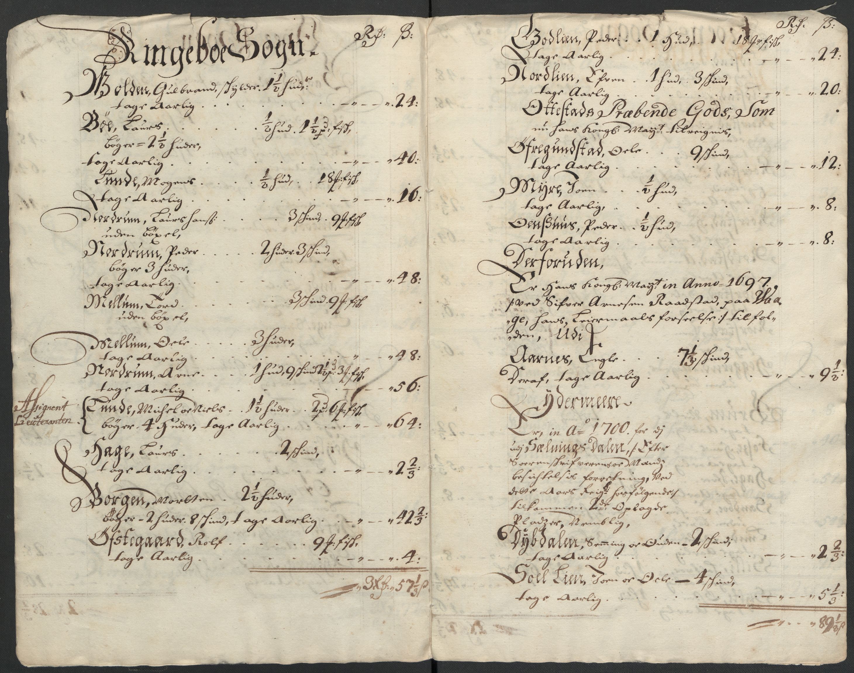 Rentekammeret inntil 1814, Reviderte regnskaper, Fogderegnskap, AV/RA-EA-4092/R17/L1173: Fogderegnskap Gudbrandsdal, 1700, s. 41