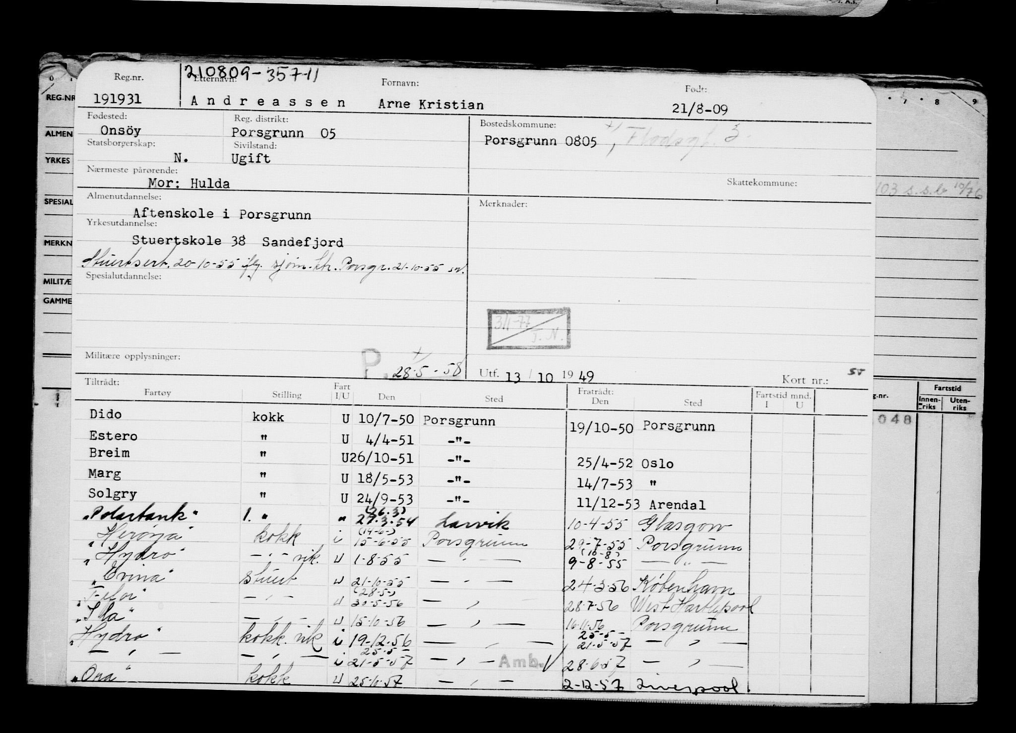 Direktoratet for sjømenn, AV/RA-S-3545/G/Gb/L0085: Hovedkort, 1909, s. 292