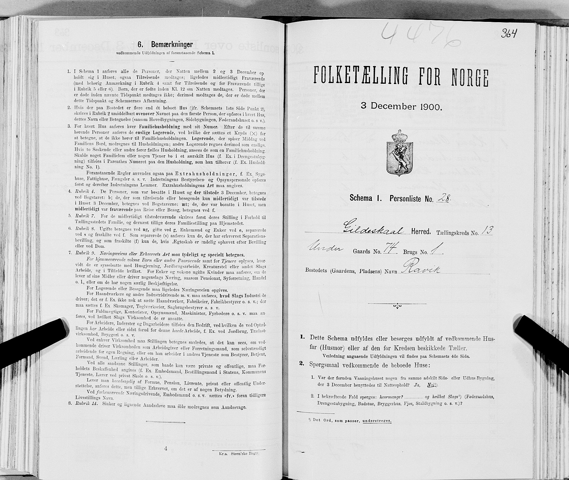 SAT, Folketelling 1900 for 1838 Gildeskål herred, 1900, s. 1347